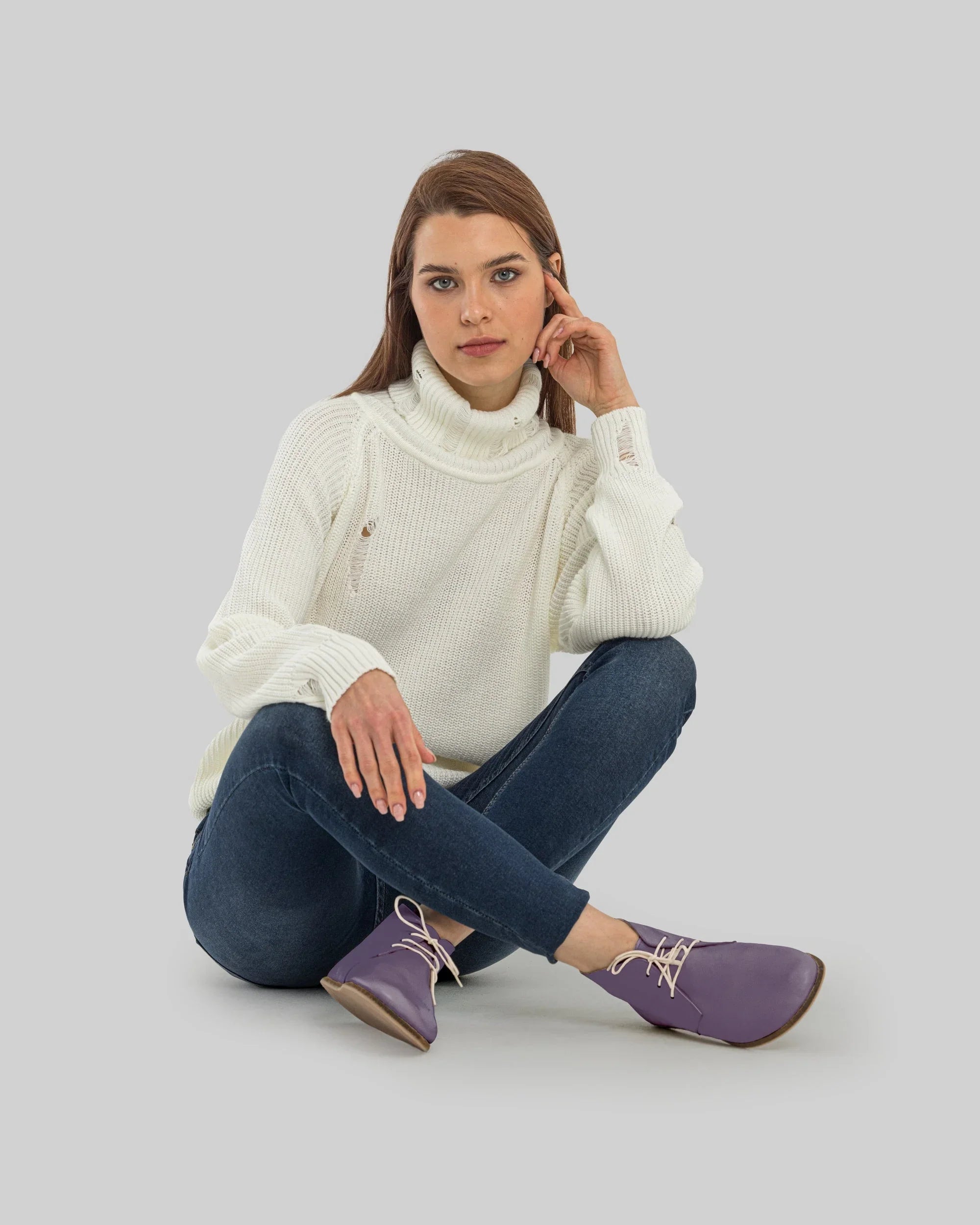Sole detail Purple Ankle Boots - Zero Drop Calf Leather | Bespoky