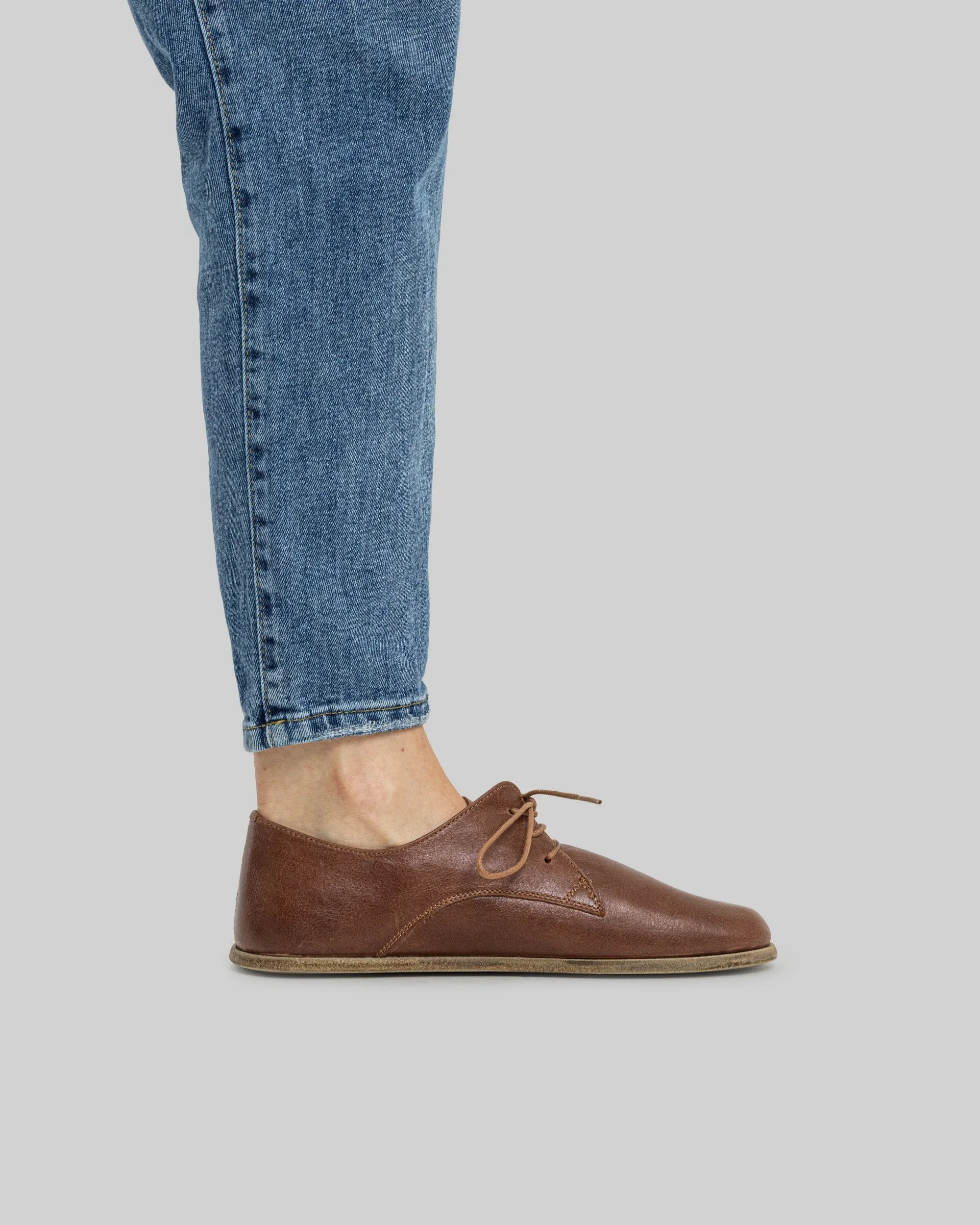 Pair Brown Oxford Shoes - Barefoot Wide Toe Calf Leather | Bespoky