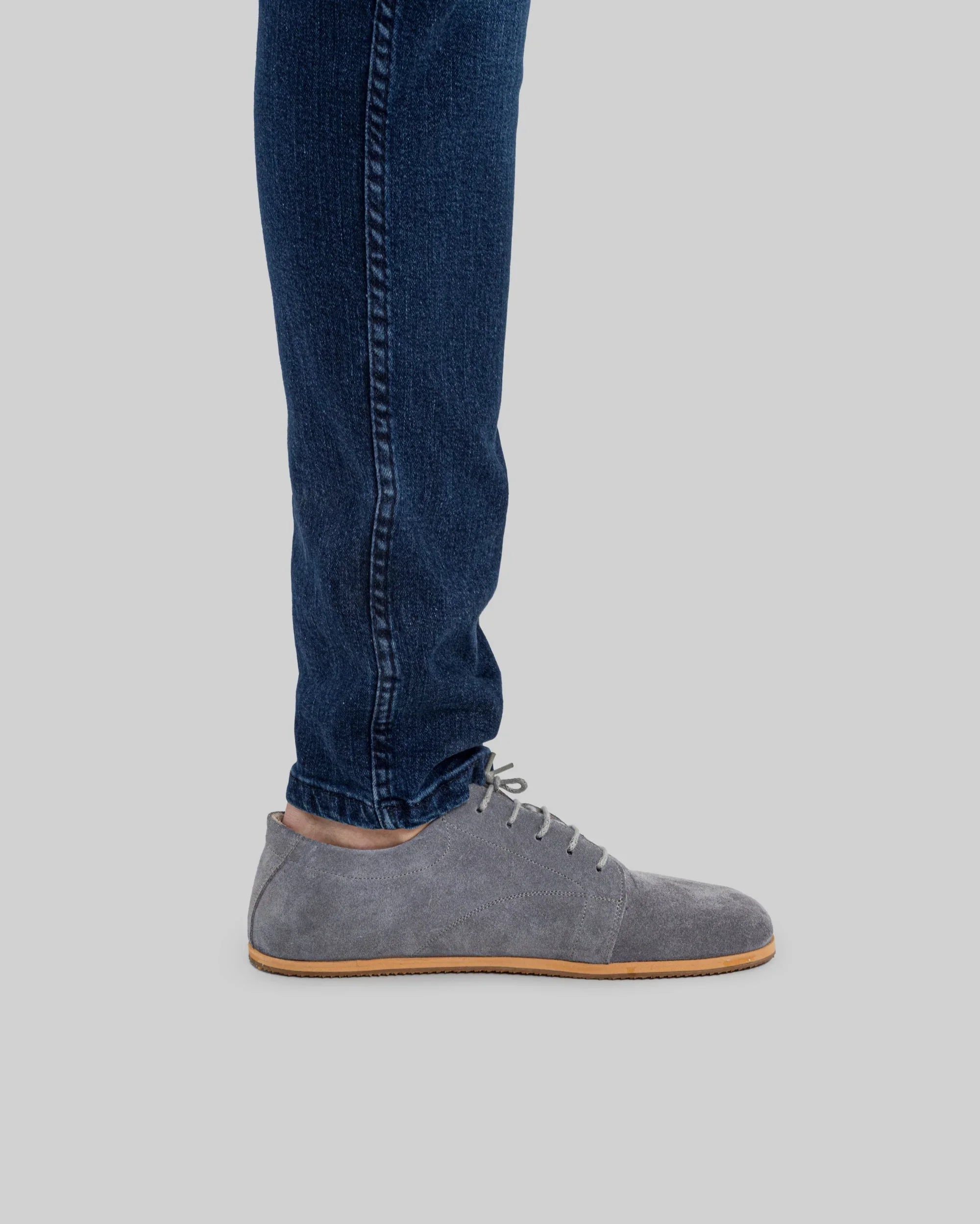 Pair Grey Barefoot Sneaker - Barefoot Wide Toe Calf Leather | Bespoky