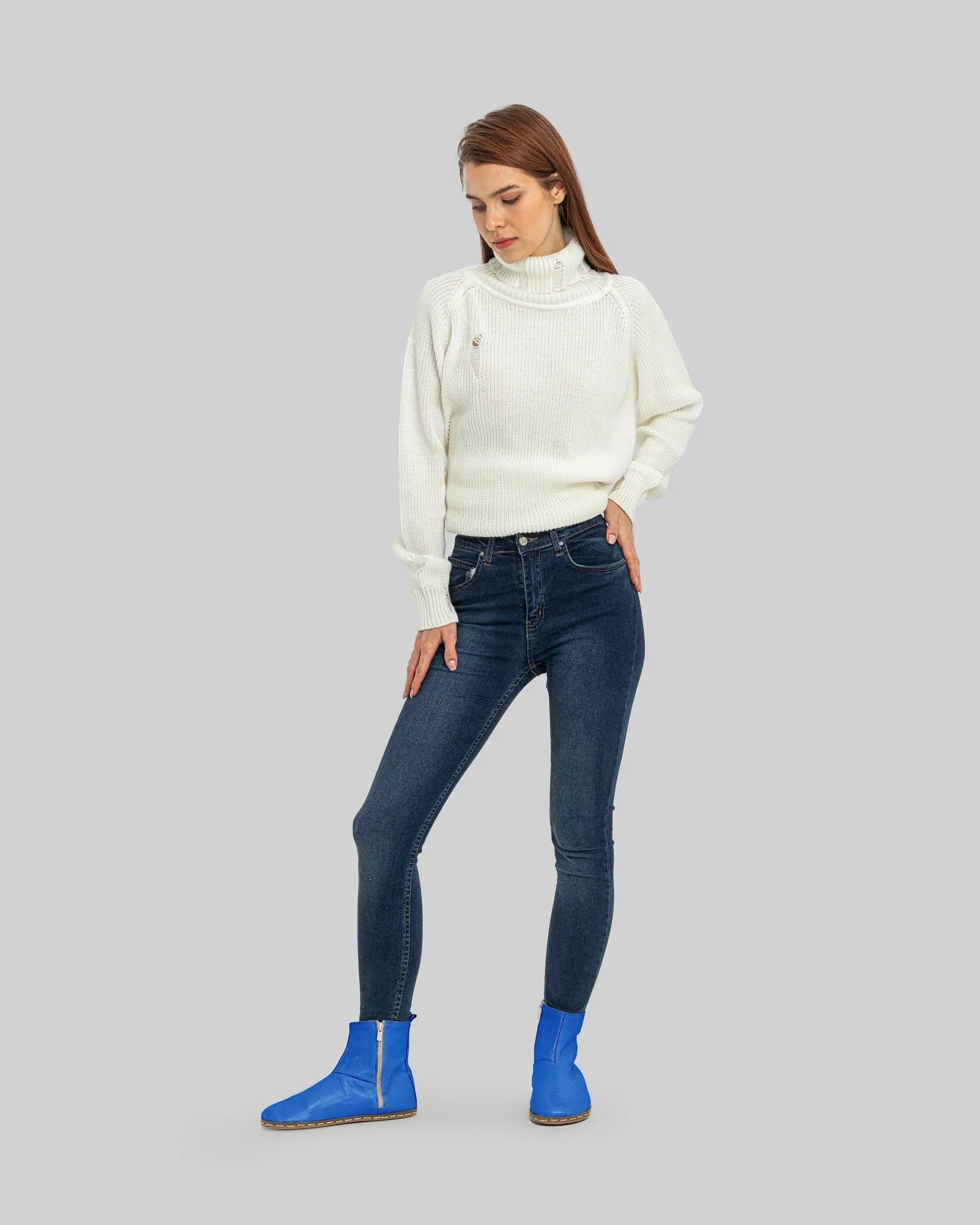 Top view Blue Chelsea Boots - Handcrafted Calf Leather | Bespoky