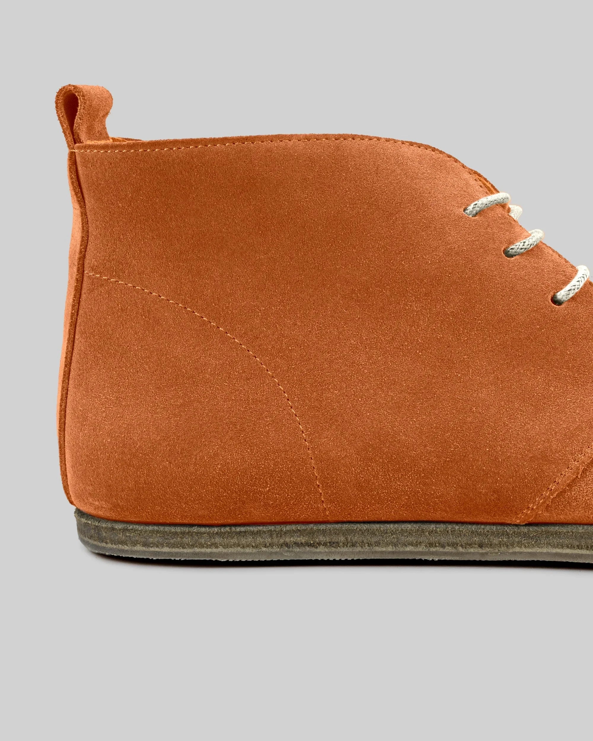 Side view Orange Suede Ankle Boots - Calf Leather Zero Drop | Bespoky