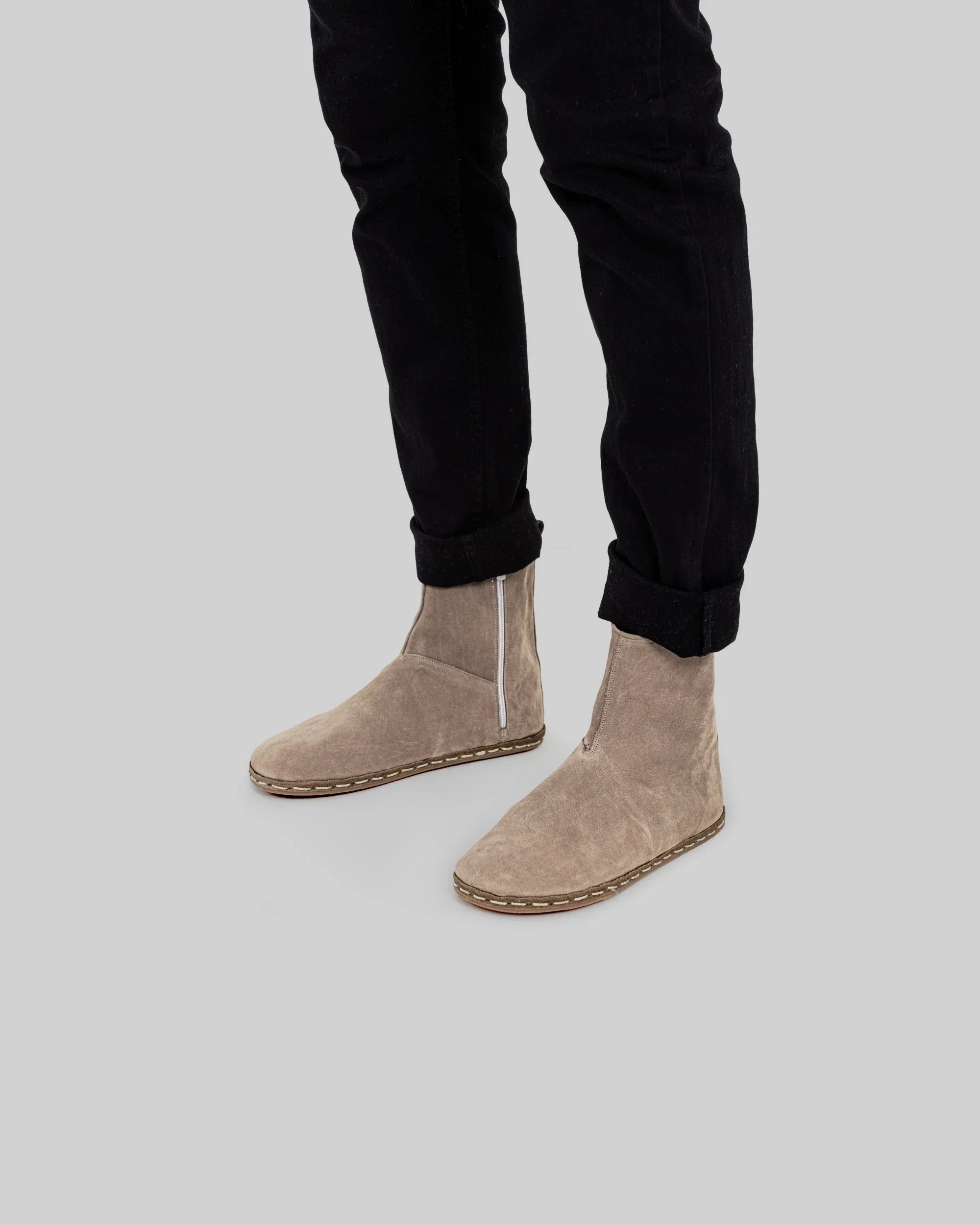 Women's Beige Chelsea Boots - Handcrafted Calf Leather Wide Toe Box | Bespoky