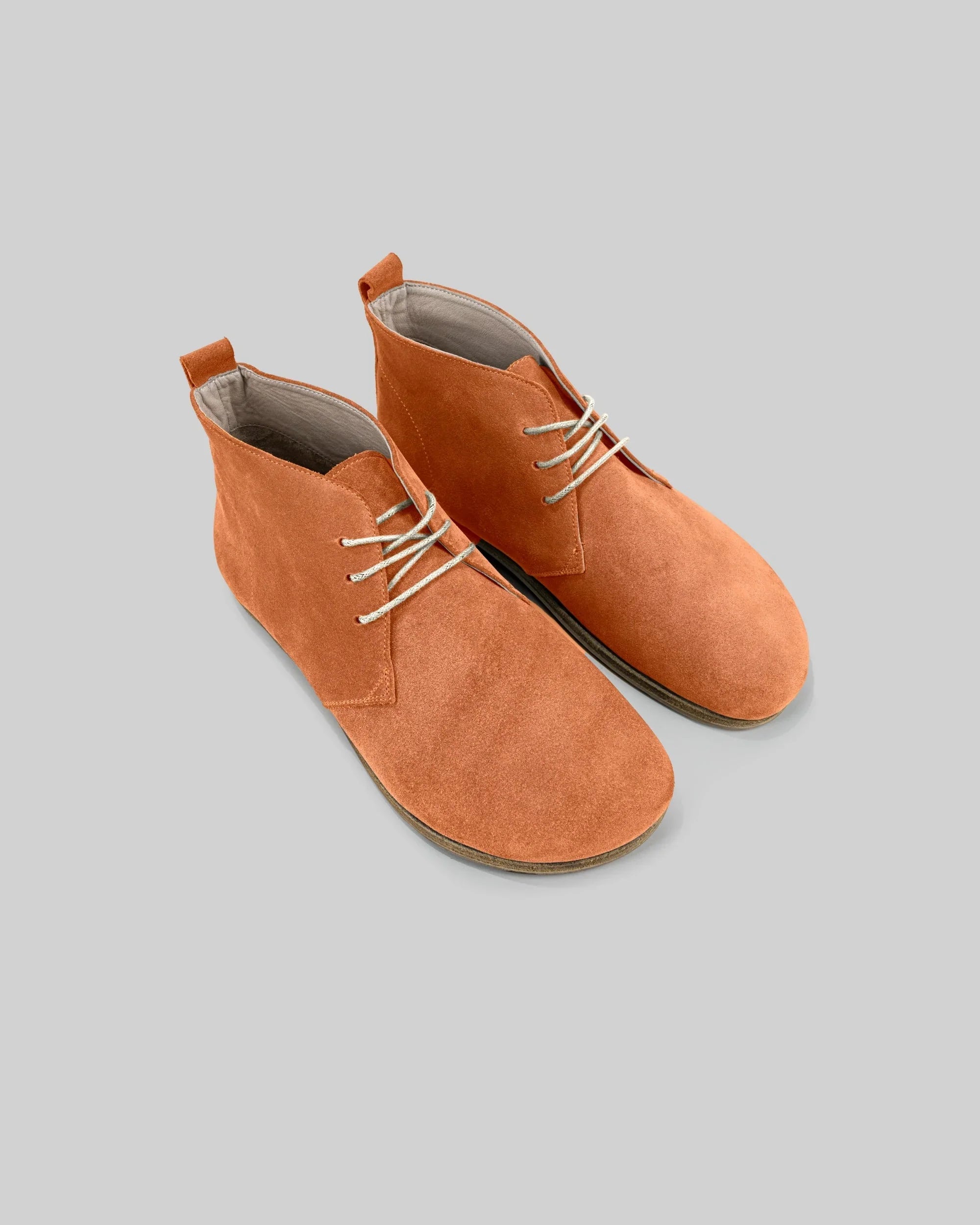 Men's Orange Suede Ankle Boots - Handcrafted Calf Leather Wide Toe Box | Bespoky