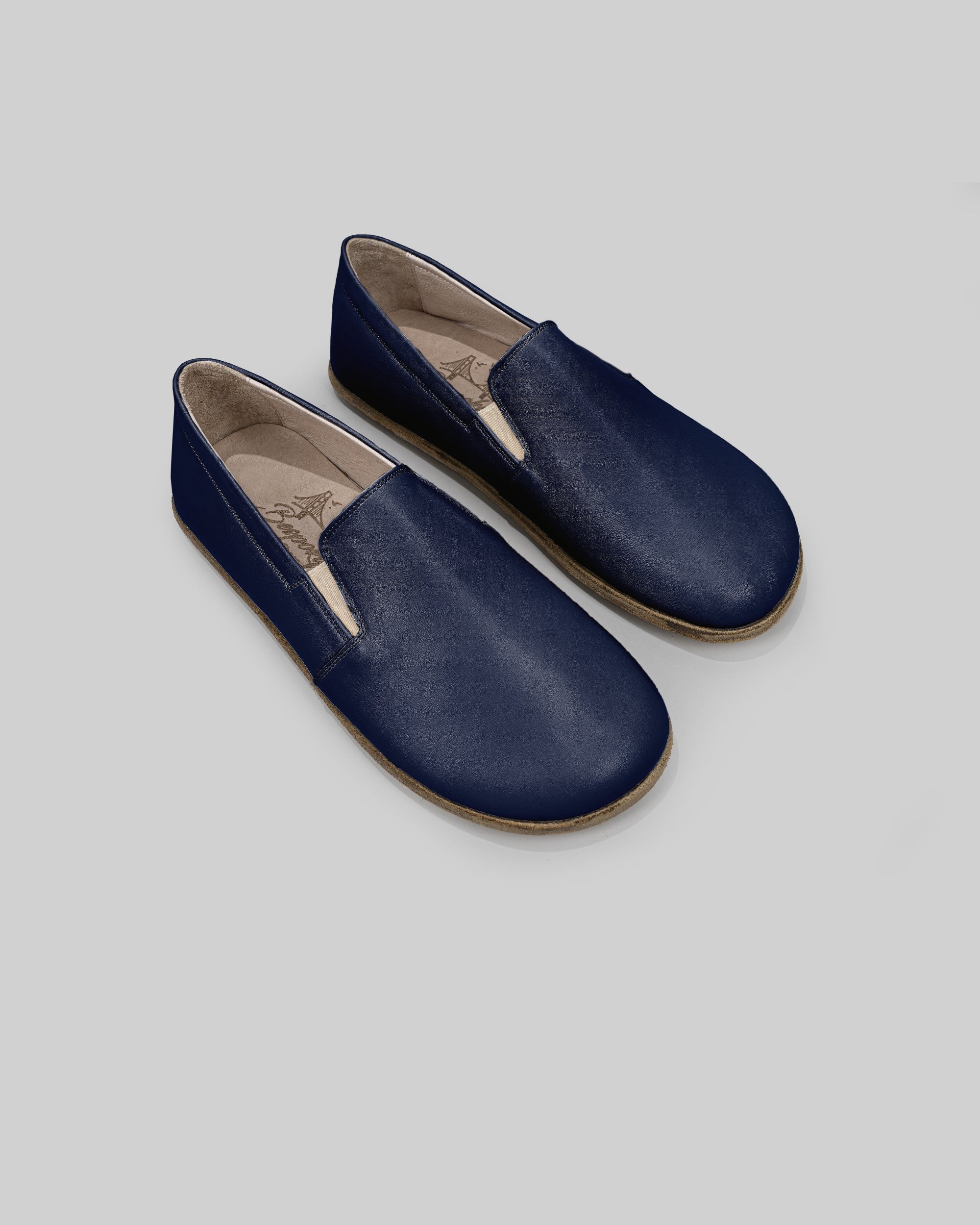 Women's Navy Blue Barefoot Shoes - Handcrafted Calf Leather Wide Toe Box | Bespoky