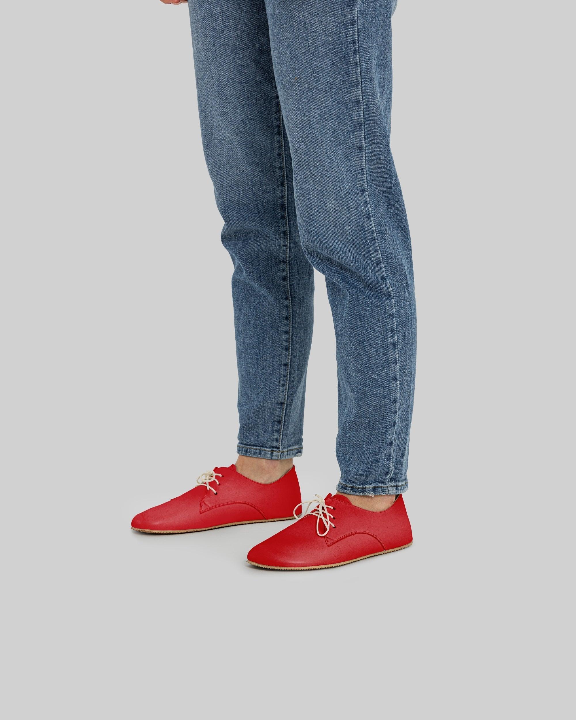 Detail Red Oxford Shoes - Handcrafted Calf Leather Turkey | Bespoky