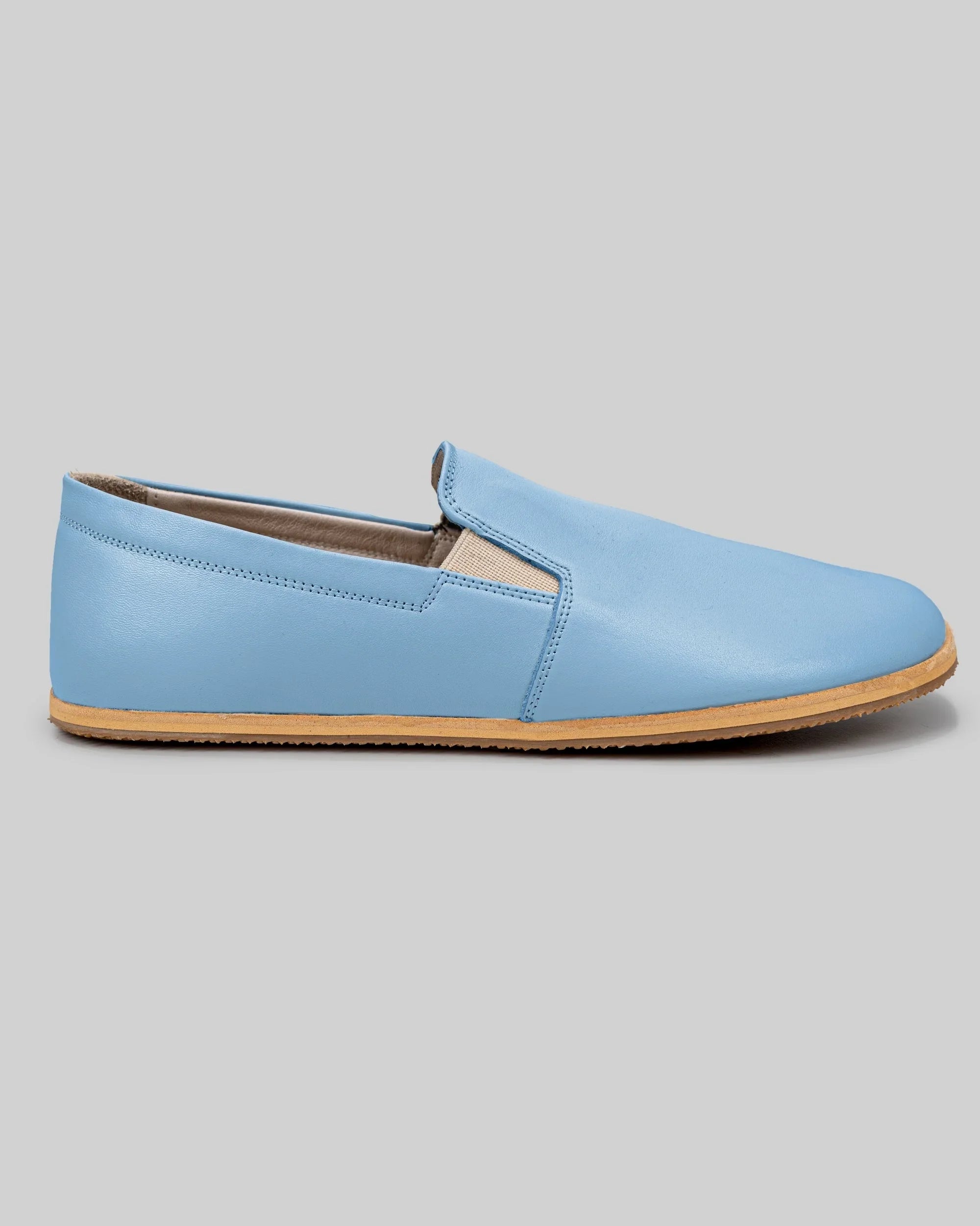 Top view Baby Blue Barefoot Shoes - Handcrafted Calf Leather | Bespoky
