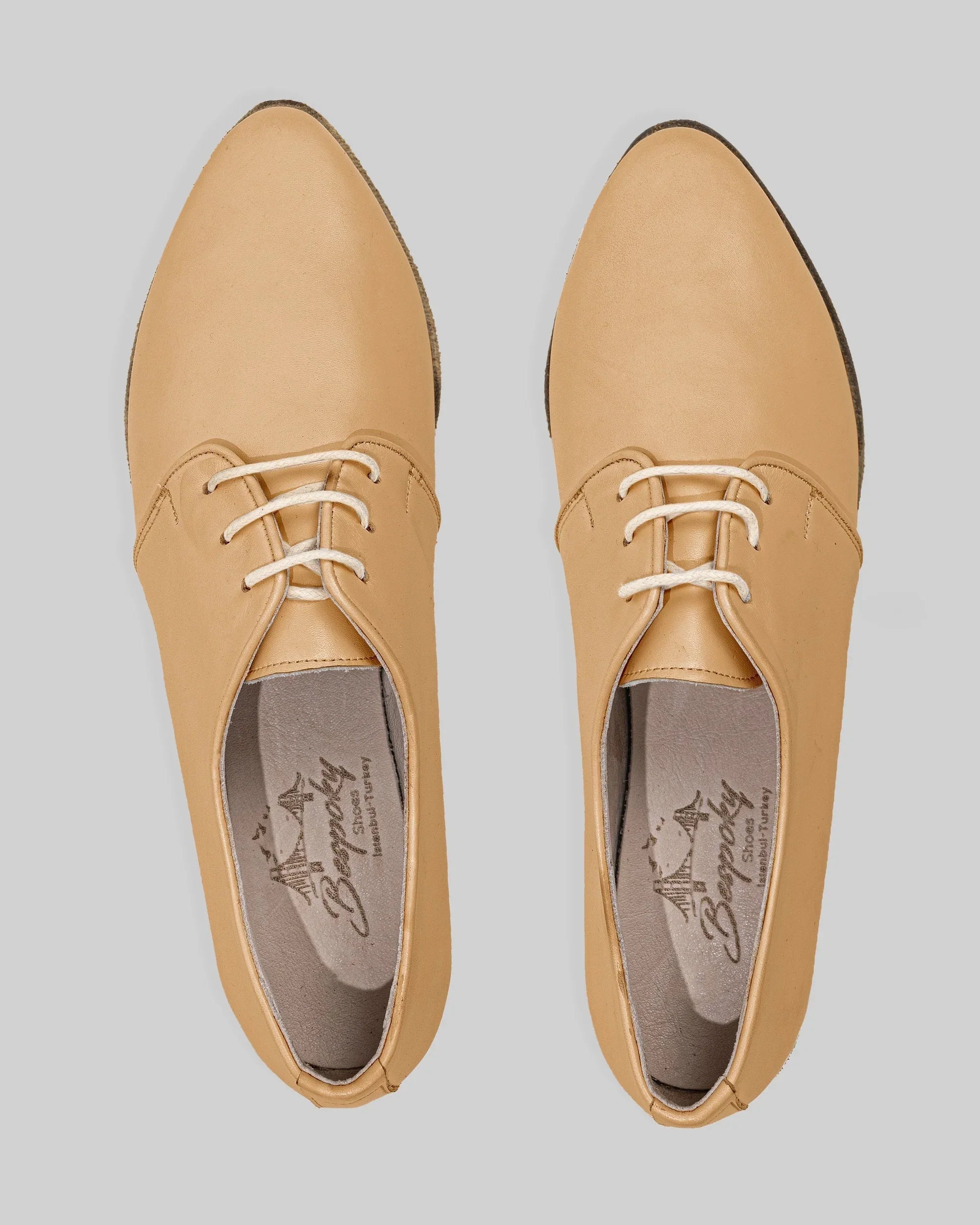 Top view Melon Yellow Pointed Toe Oxford - Handcrafted Calf Leather | Bespoky