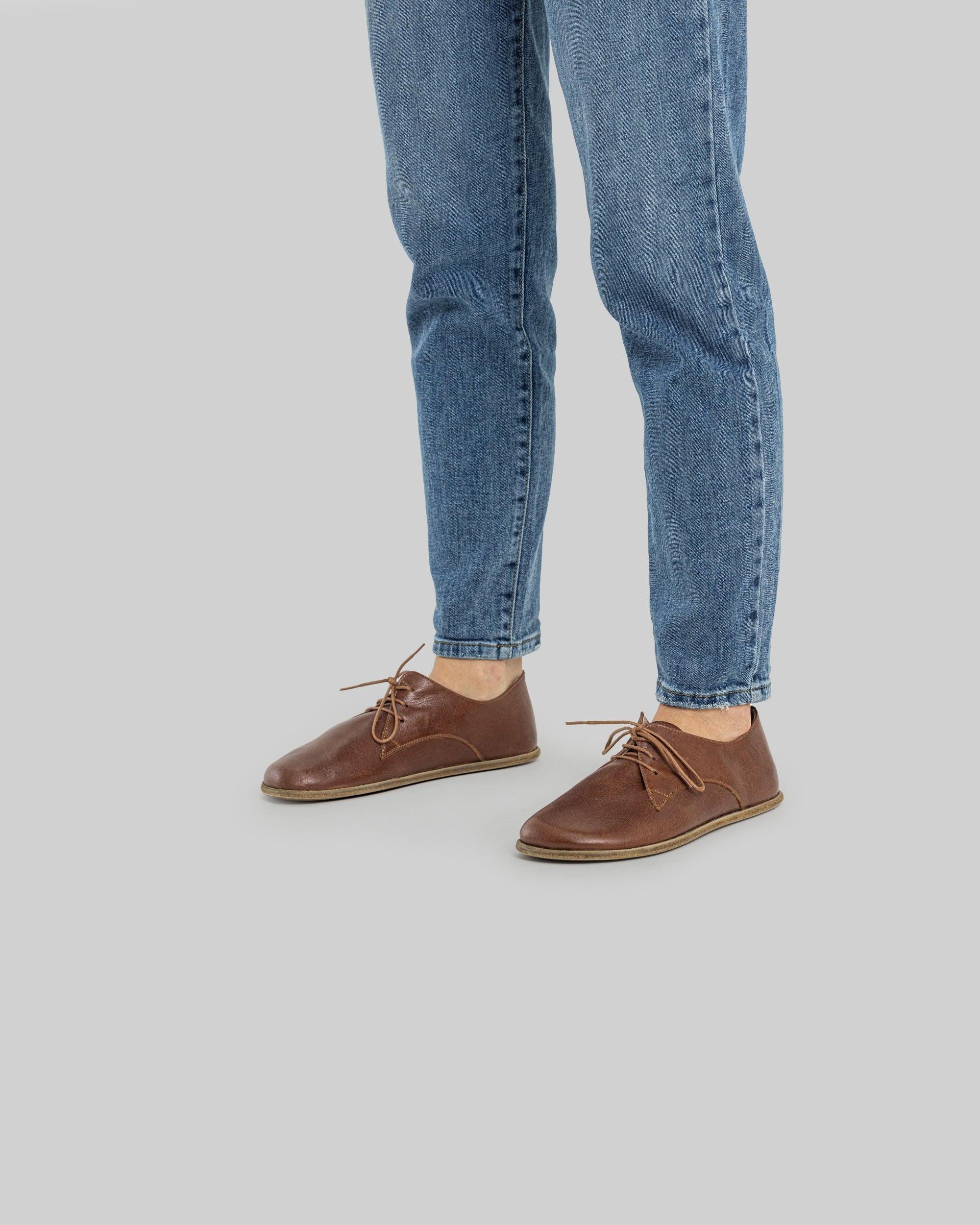 Detail Brown Oxford Shoes - Handcrafted Calf Leather Turkey | Bespoky