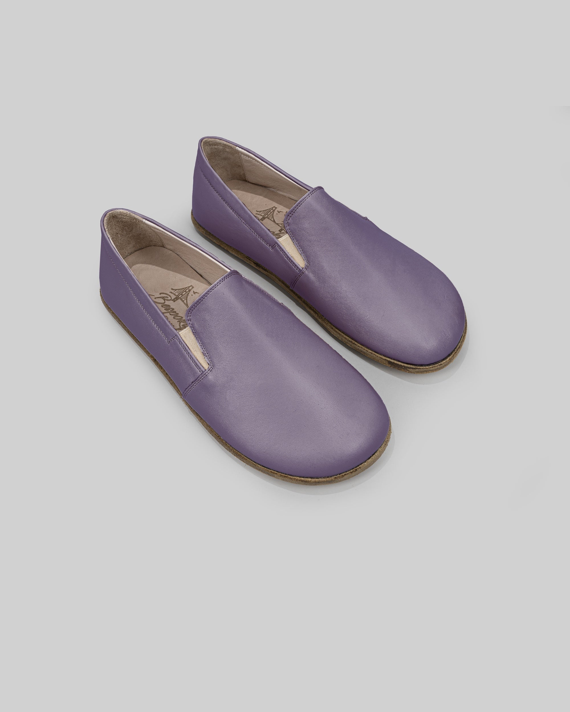 Women's Purple Barefoot Shoes - Handcrafted Calf Leather Wide Toe Box | Bespoky