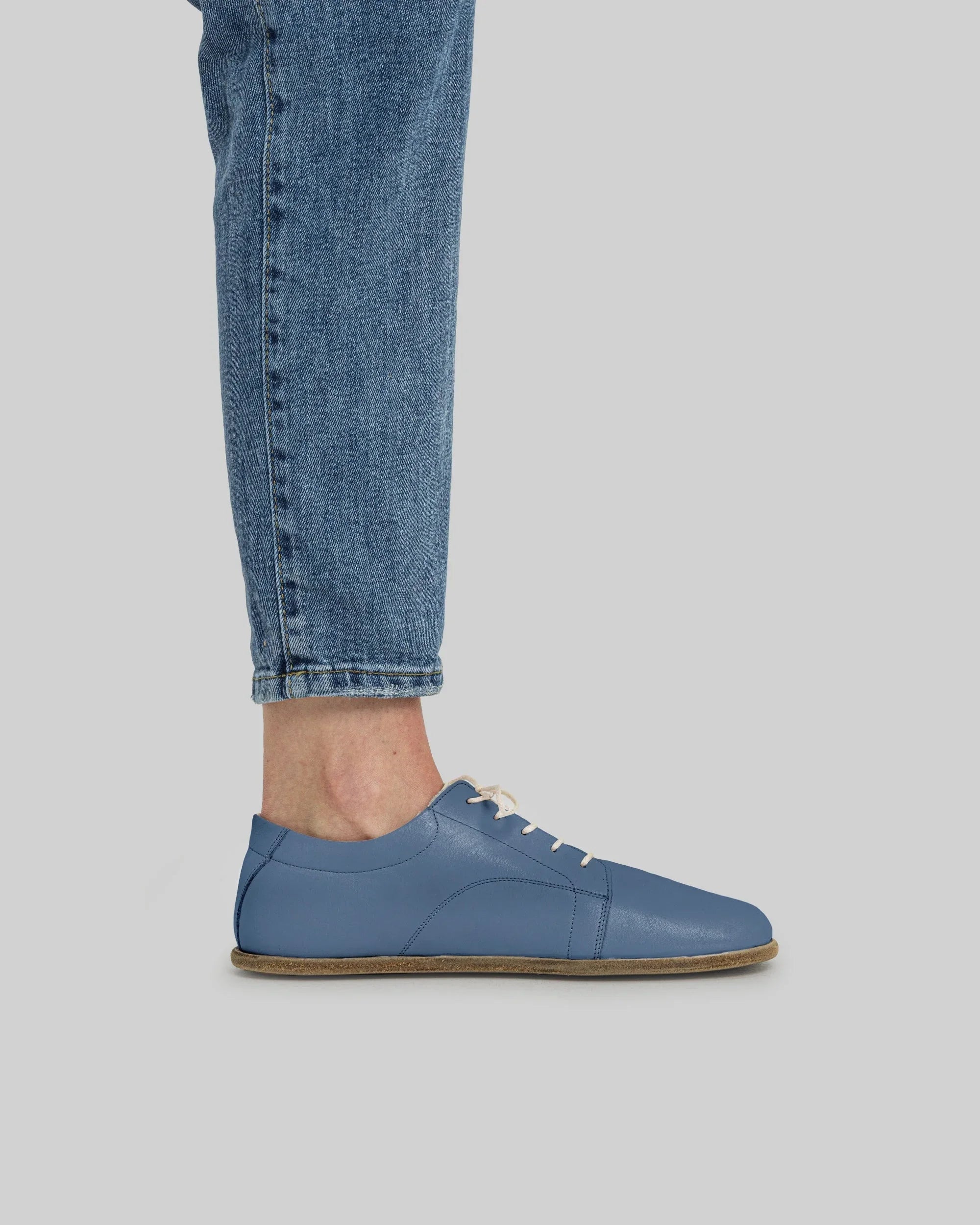 Top view Jean Blue Barefoot Sneaker - Handcrafted Calf Leather | Bespoky