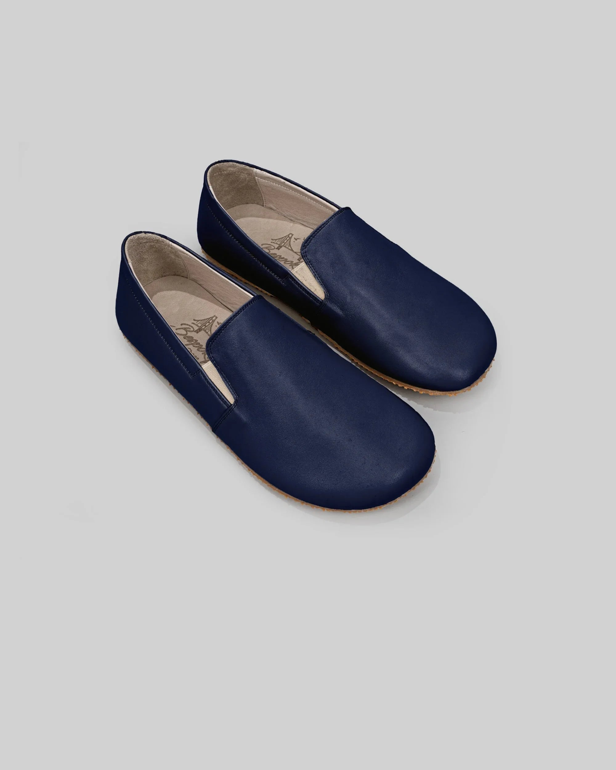 Women's Navy Blue Barefoot Shoes - Handcrafted Calf Leather Wide Toe Box | Bespoky