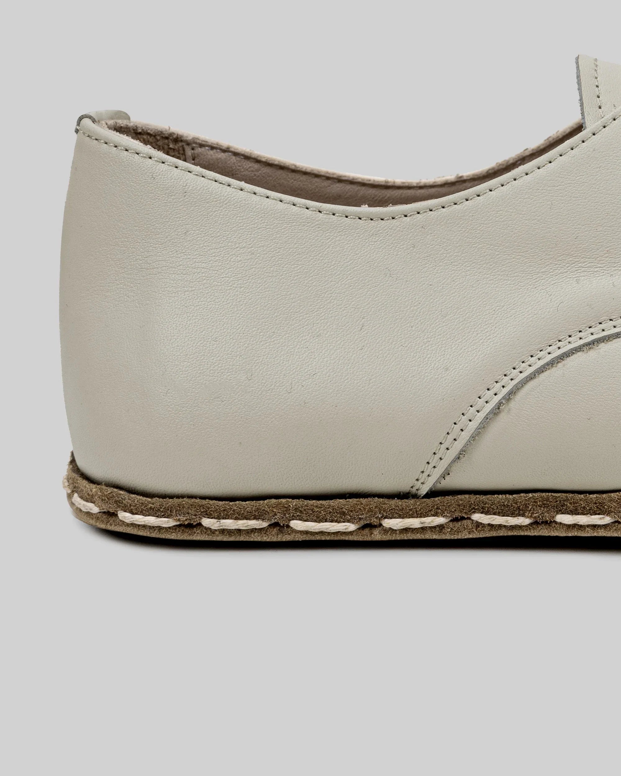 Side view Lucas Beige Oxford Shoes - Calf Leather Zero Drop | Bespoky