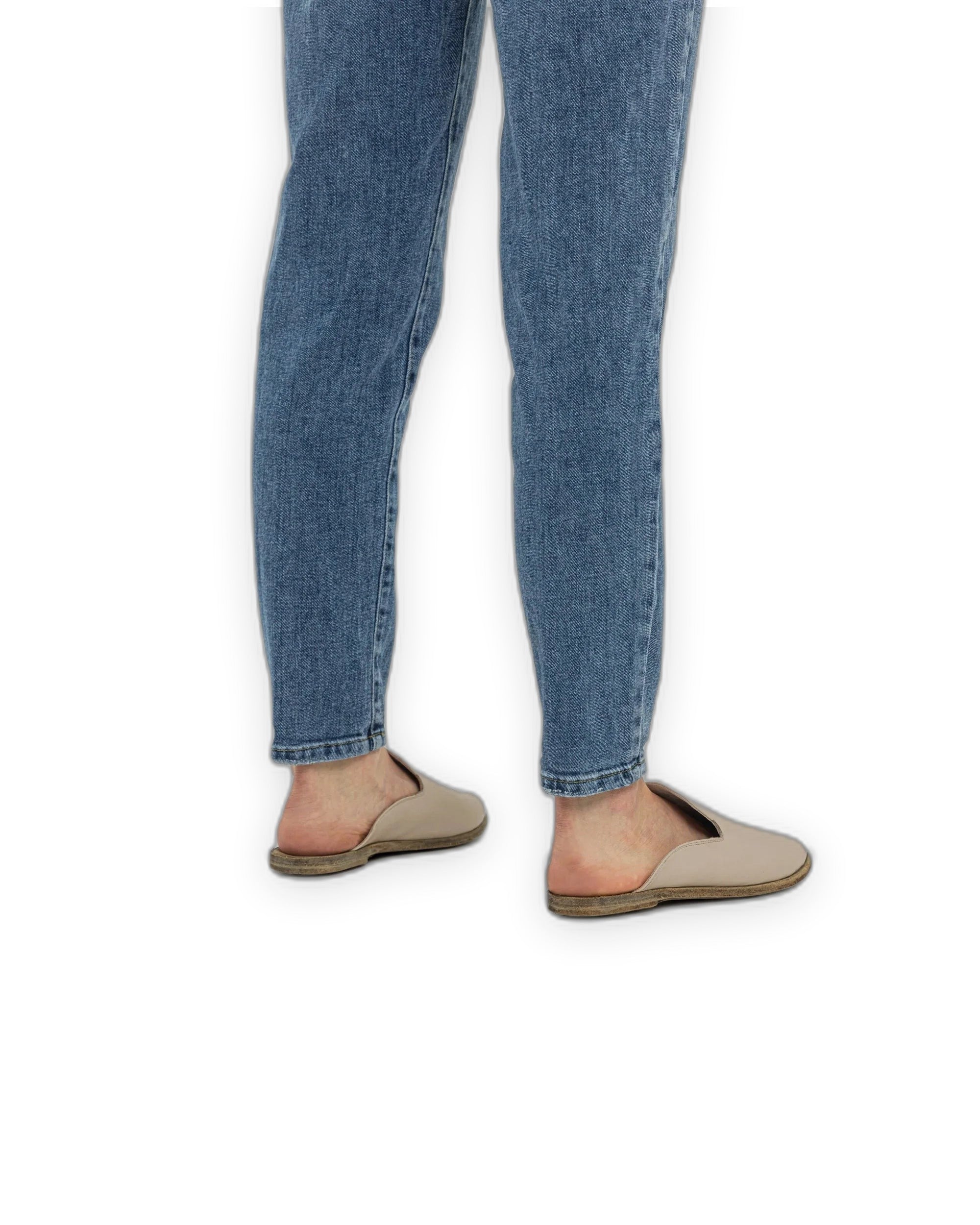 Side view Beige Pointed Toe Mules - Calf Leather Zero Drop | Bespoky
