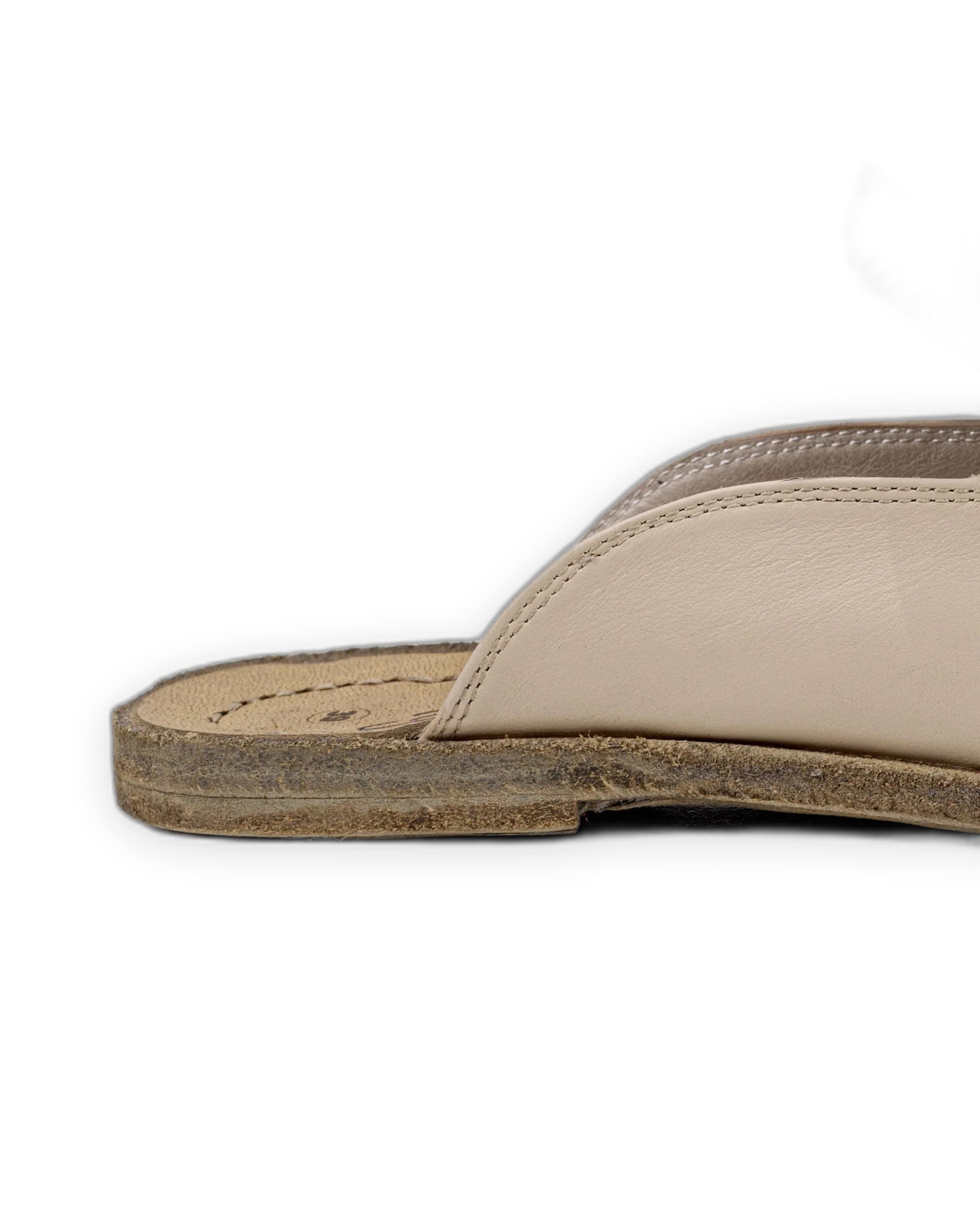 Detail Beige Pointed Toe Mules - Handcrafted Calf Leather Turkey | Bespoky