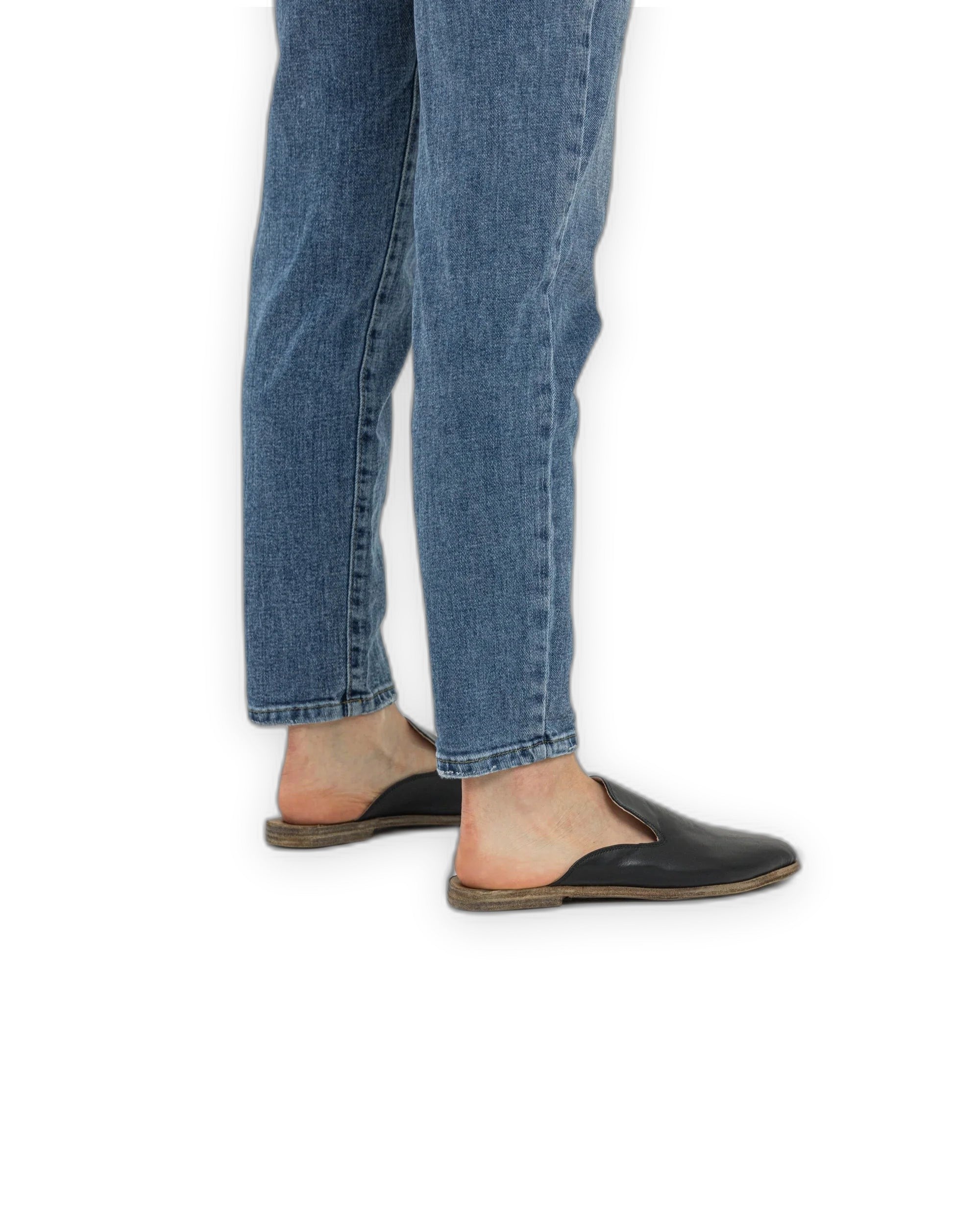 Side view Black Pointed Toe Mules - Calf Leather Zero Drop | Bespoky