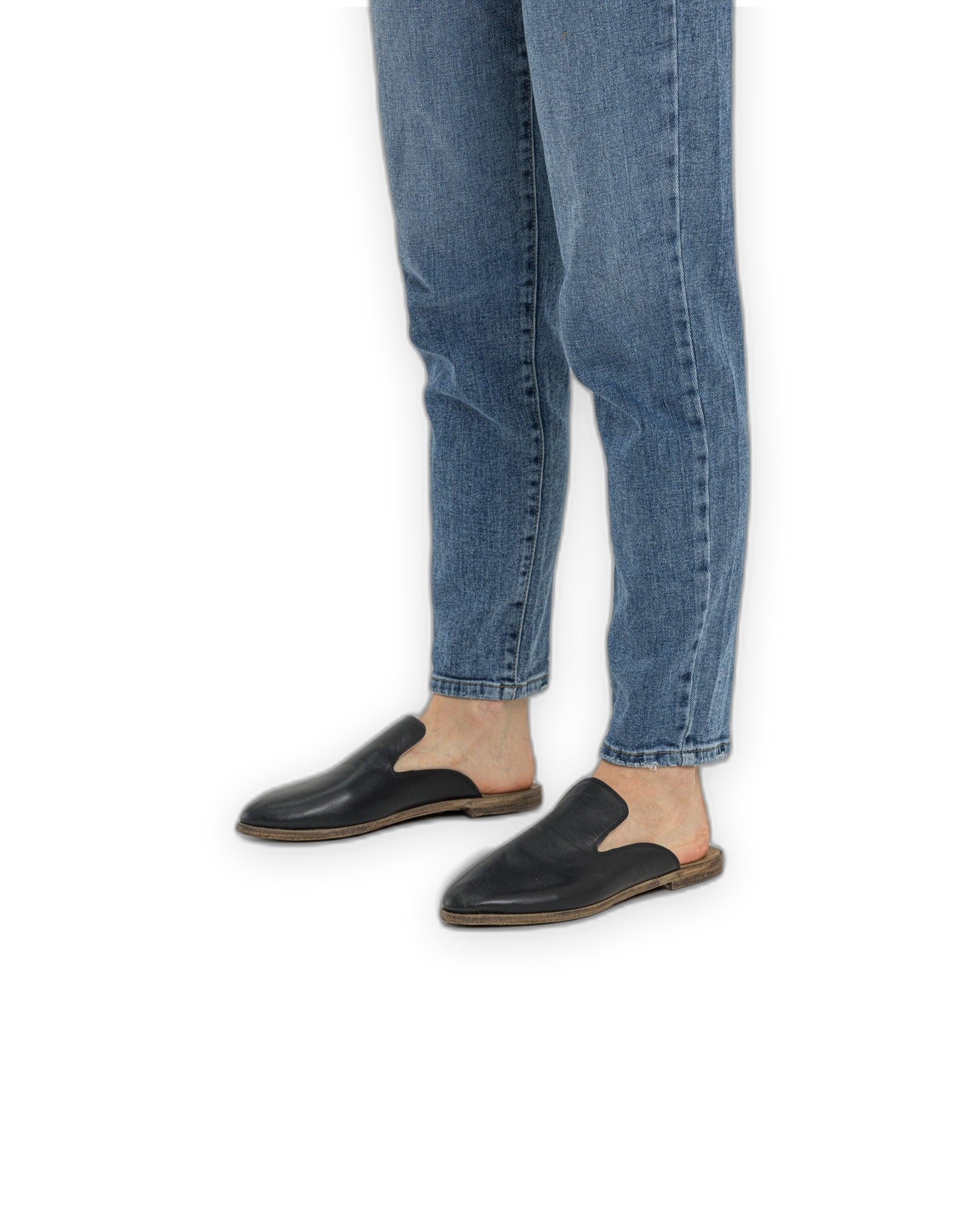 Top view Black Pointed Toe Mules - Handcrafted Calf Leather | Bespoky