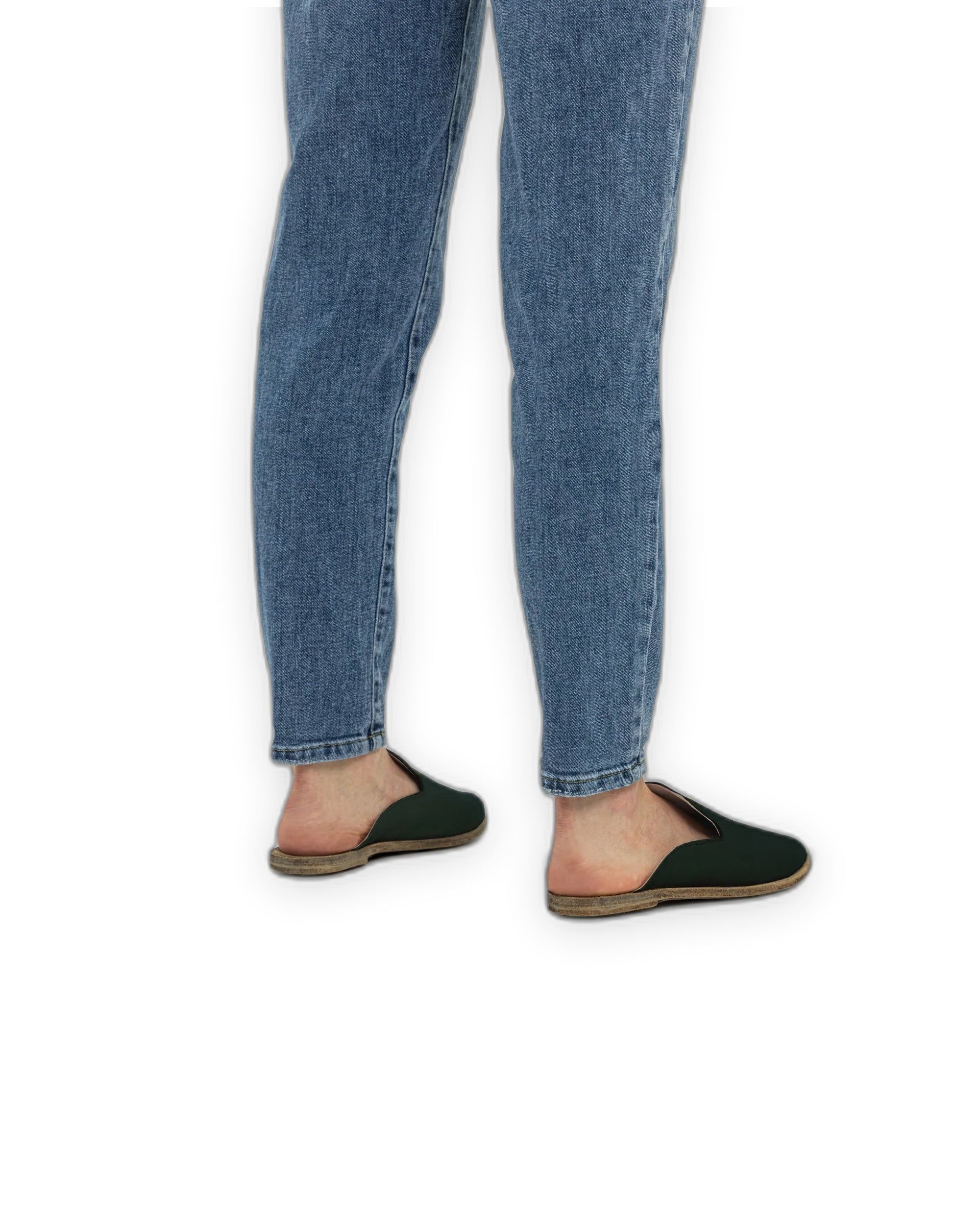 Pair Dark Green Pointed Toe Mules - Barefoot Wide Toe Calf Leather | Bespoky