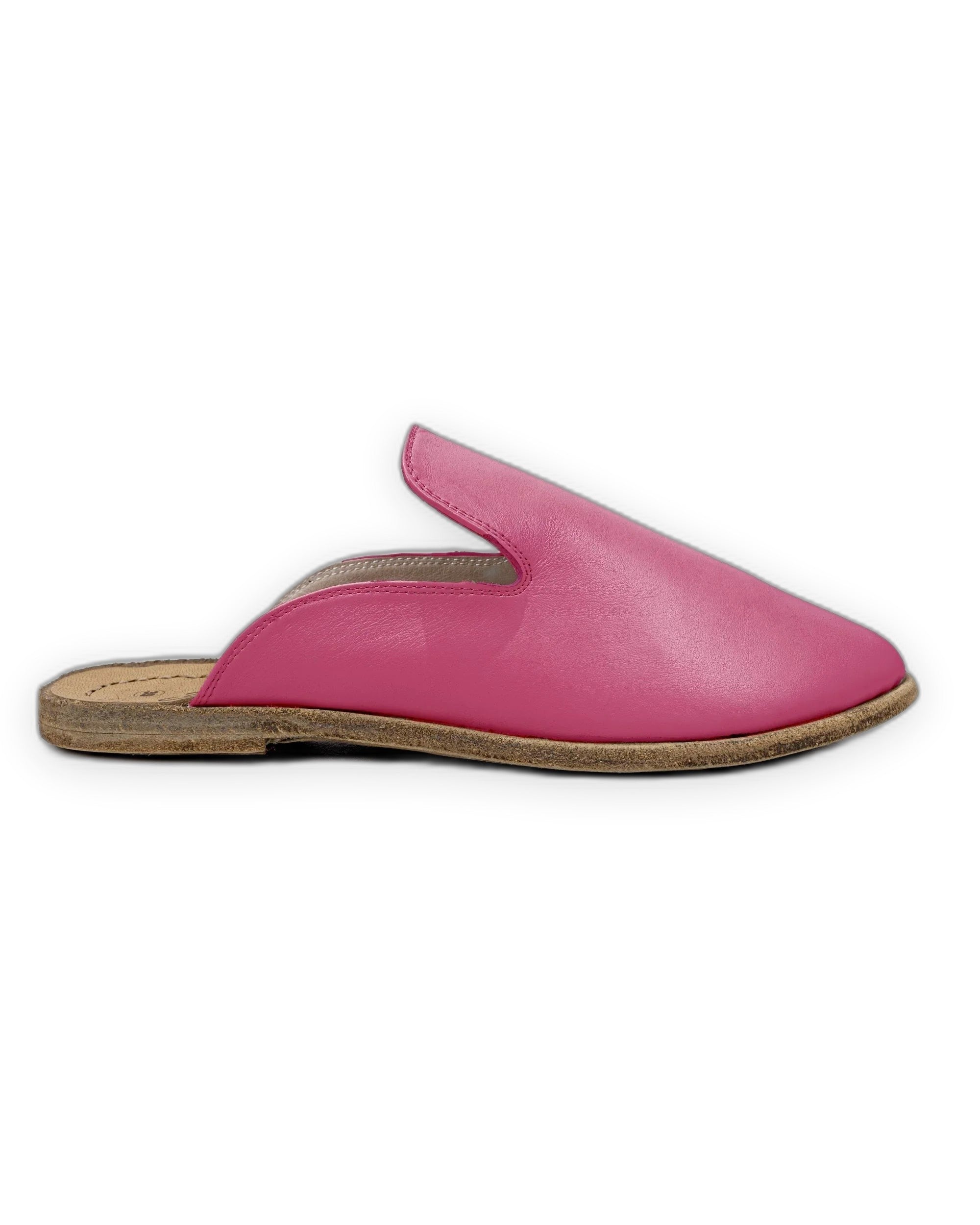 Side view Fuchsia Pointed Toe Mules - Calf Leather Zero Drop | Bespoky