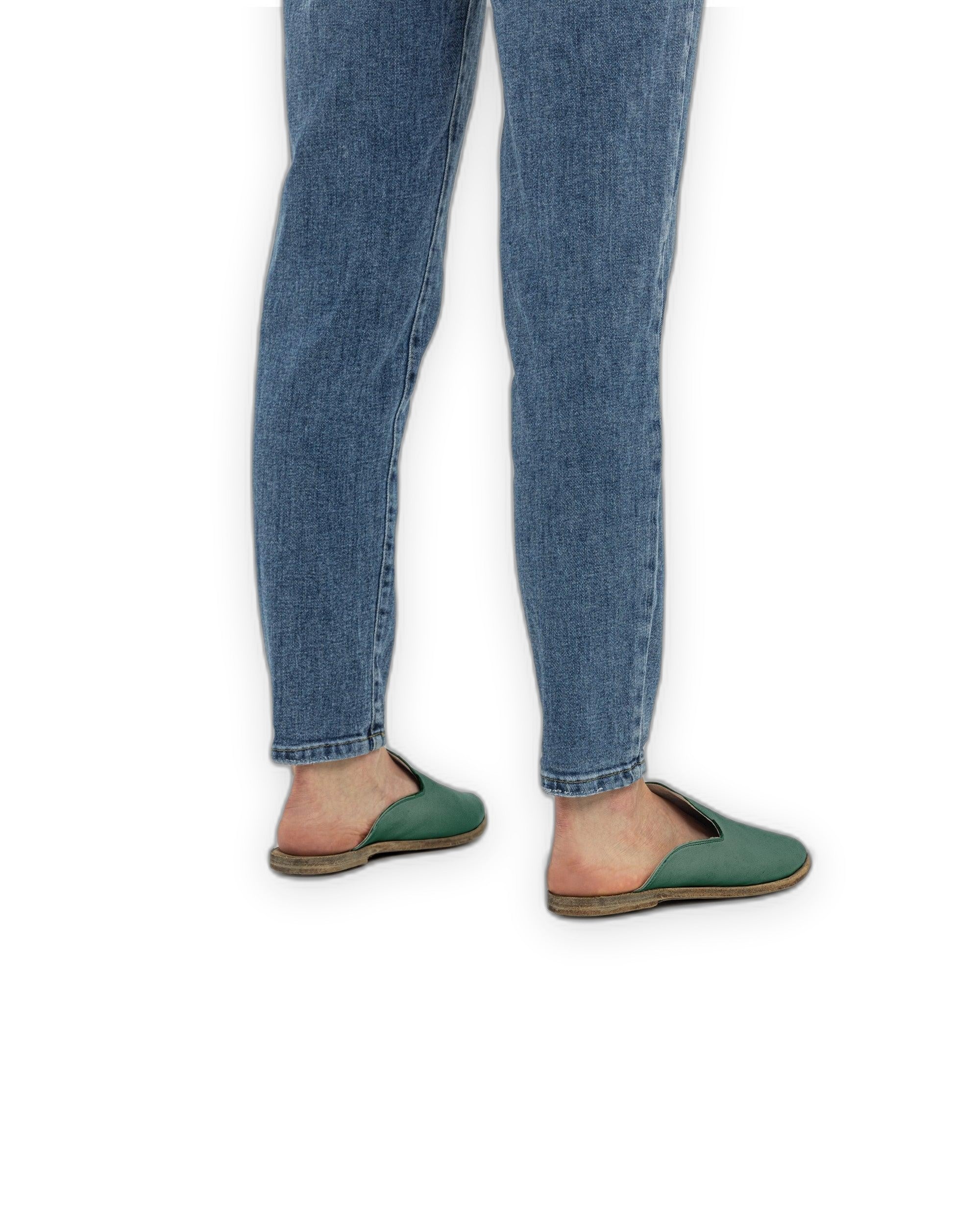 Back view Green Pointed Toe Mules - Calf Leather Handcrafted | Bespoky