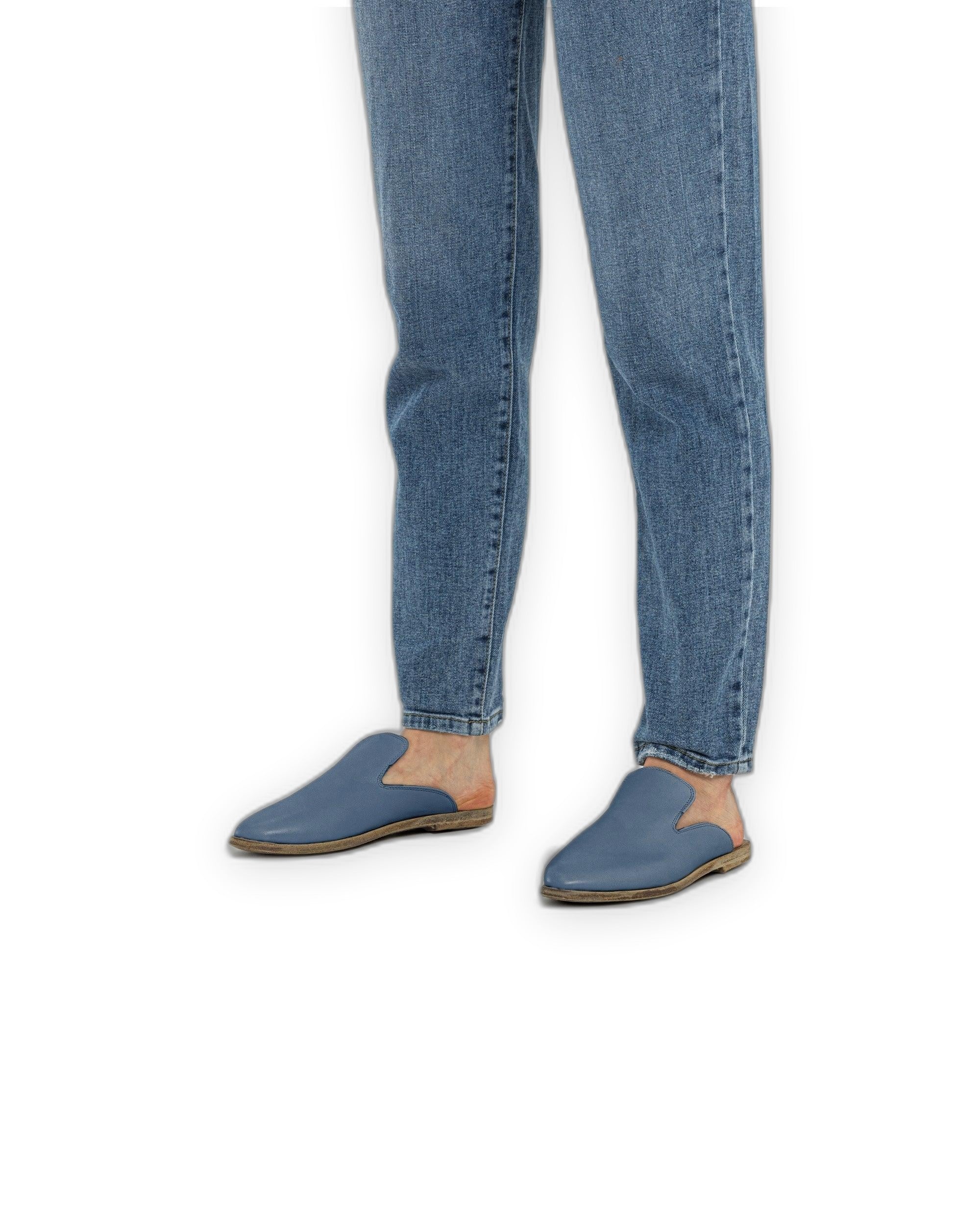Back view Jean Blue Pointed Toe Mules - Calf Leather Handcrafted | Bespoky