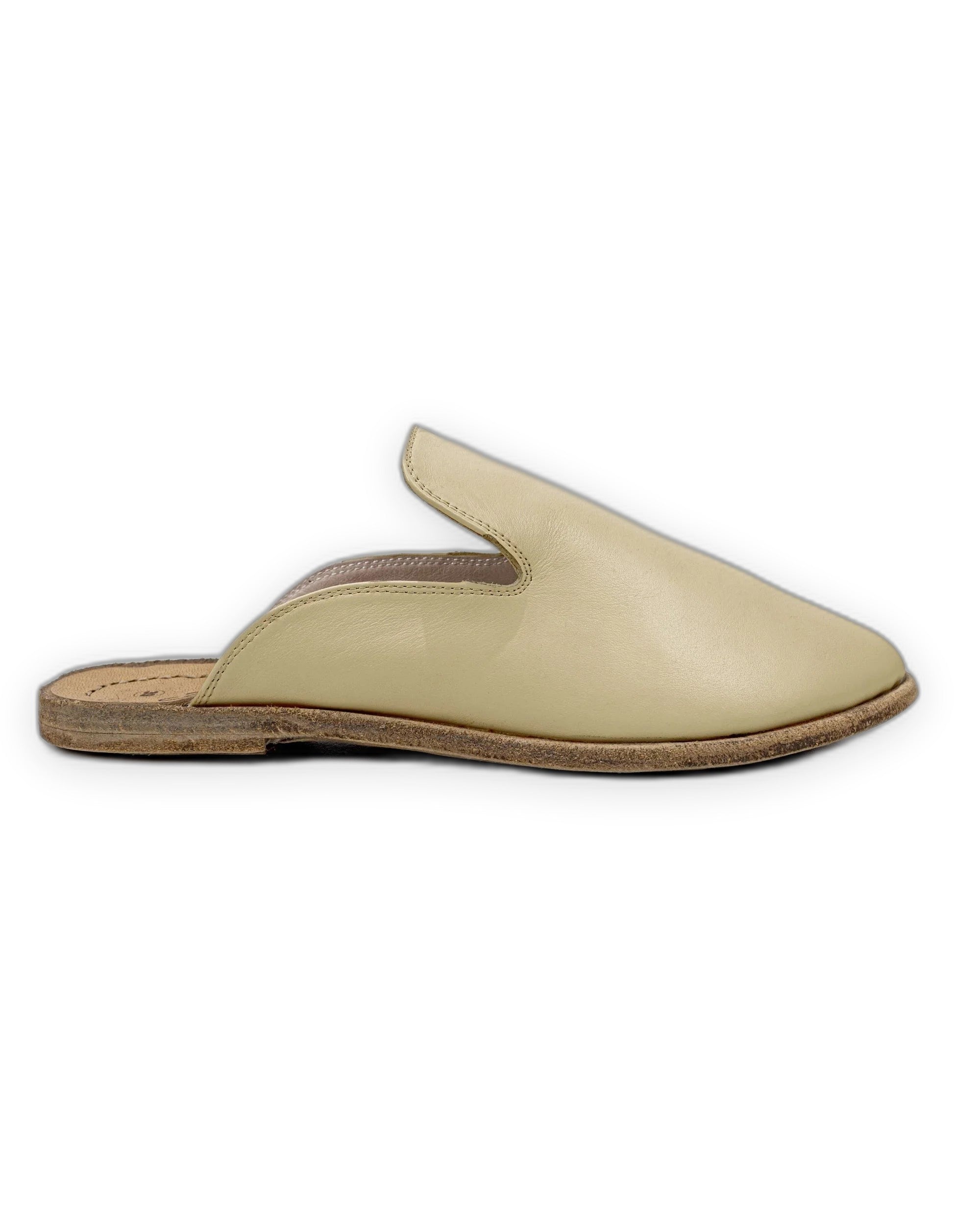 Detail Yellow Pointed Toe Mules - Handcrafted Calf Leather Turkey | Bespoky