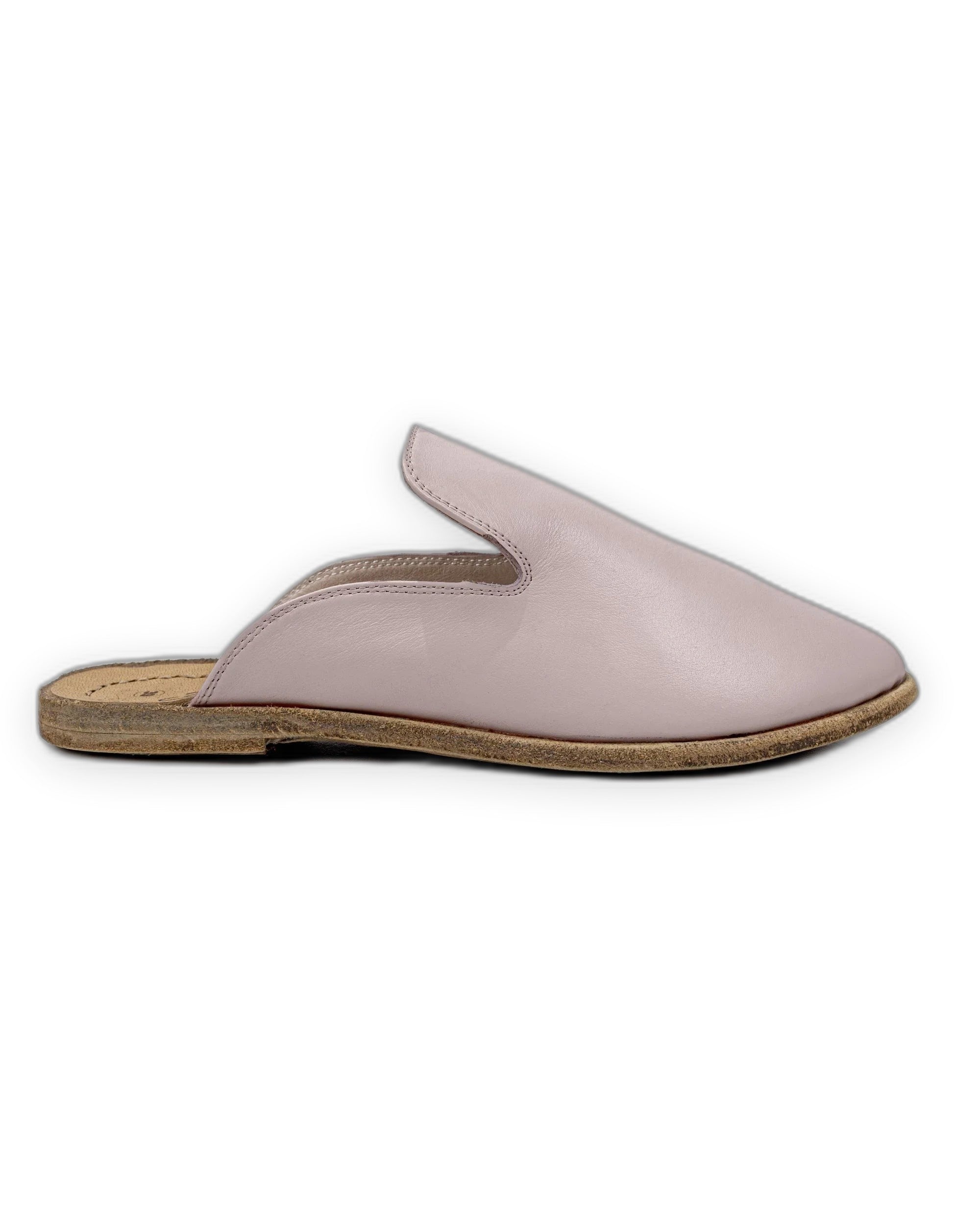 Detail Pink Pointed Toe Mules - Handcrafted Calf Leather Turkey | Bespoky