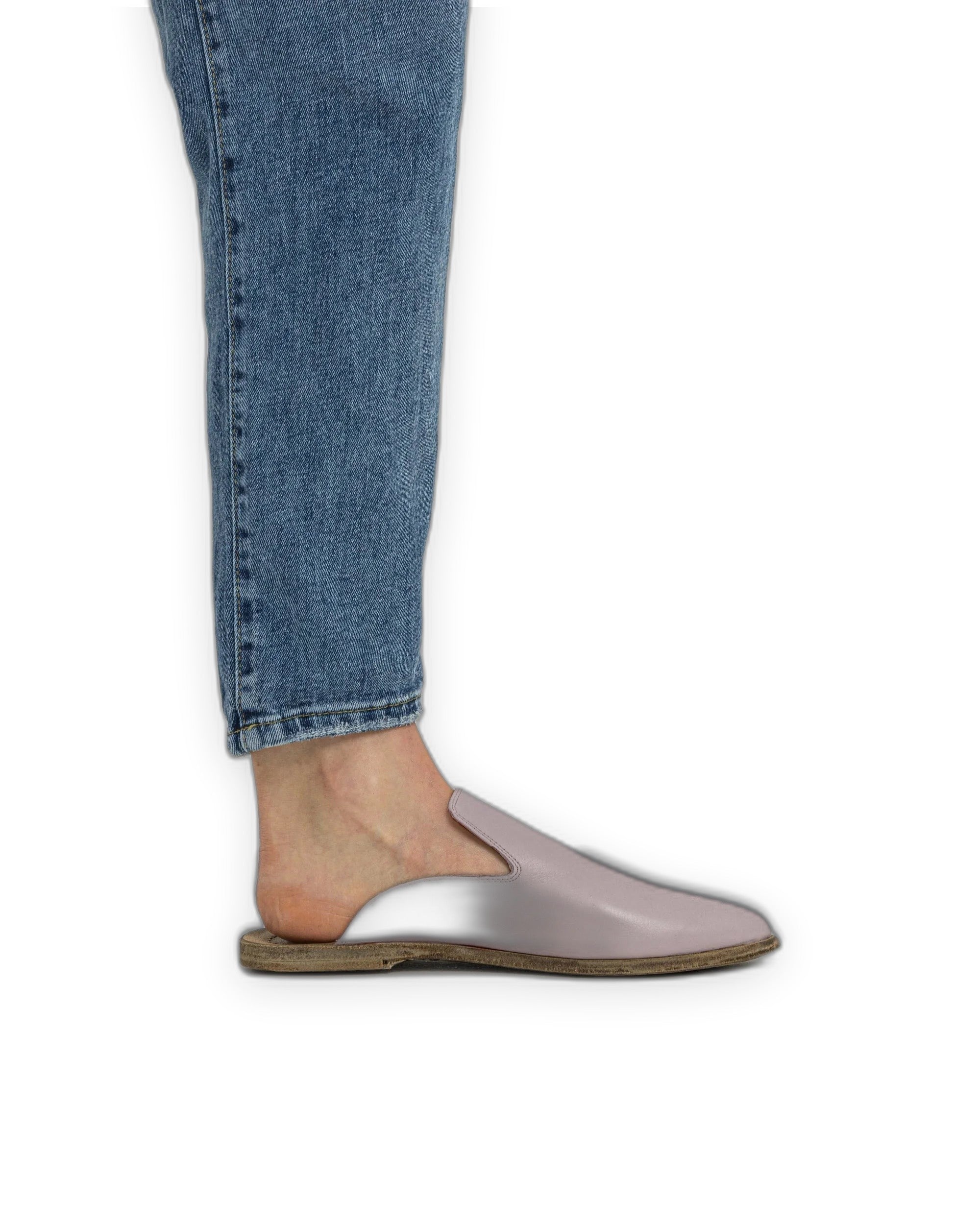 Pair Pink Pointed Toe Mules - Barefoot Wide Toe Calf Leather | Bespoky