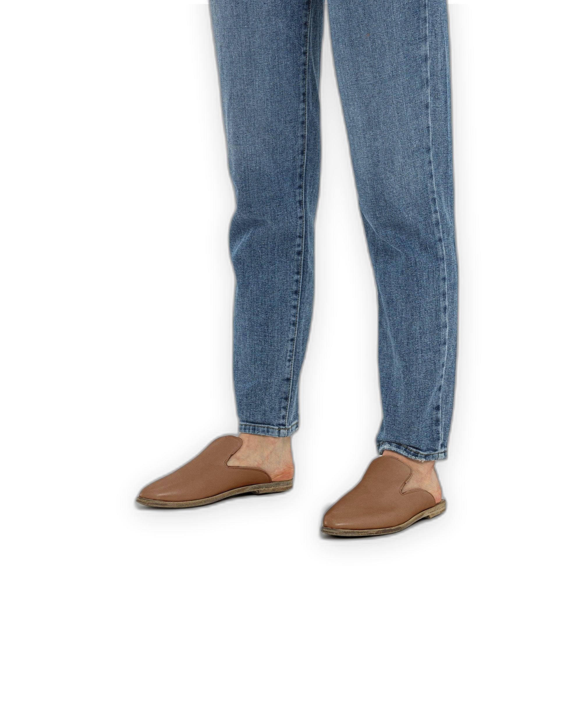 Back view Tan Pointed Toe Mules - Calf Leather Handcrafted | Bespoky