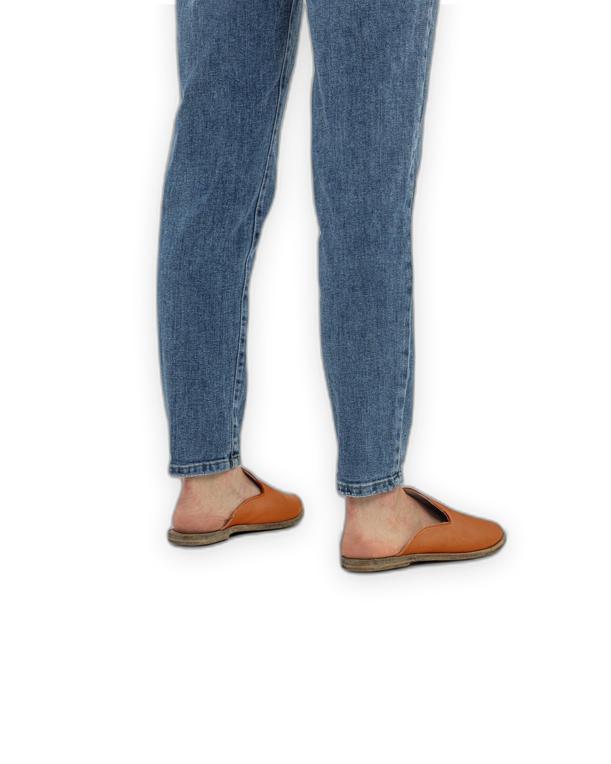 Back view Orange Pointed Toe Mules - Calf Leather Handcrafted | Bespoky