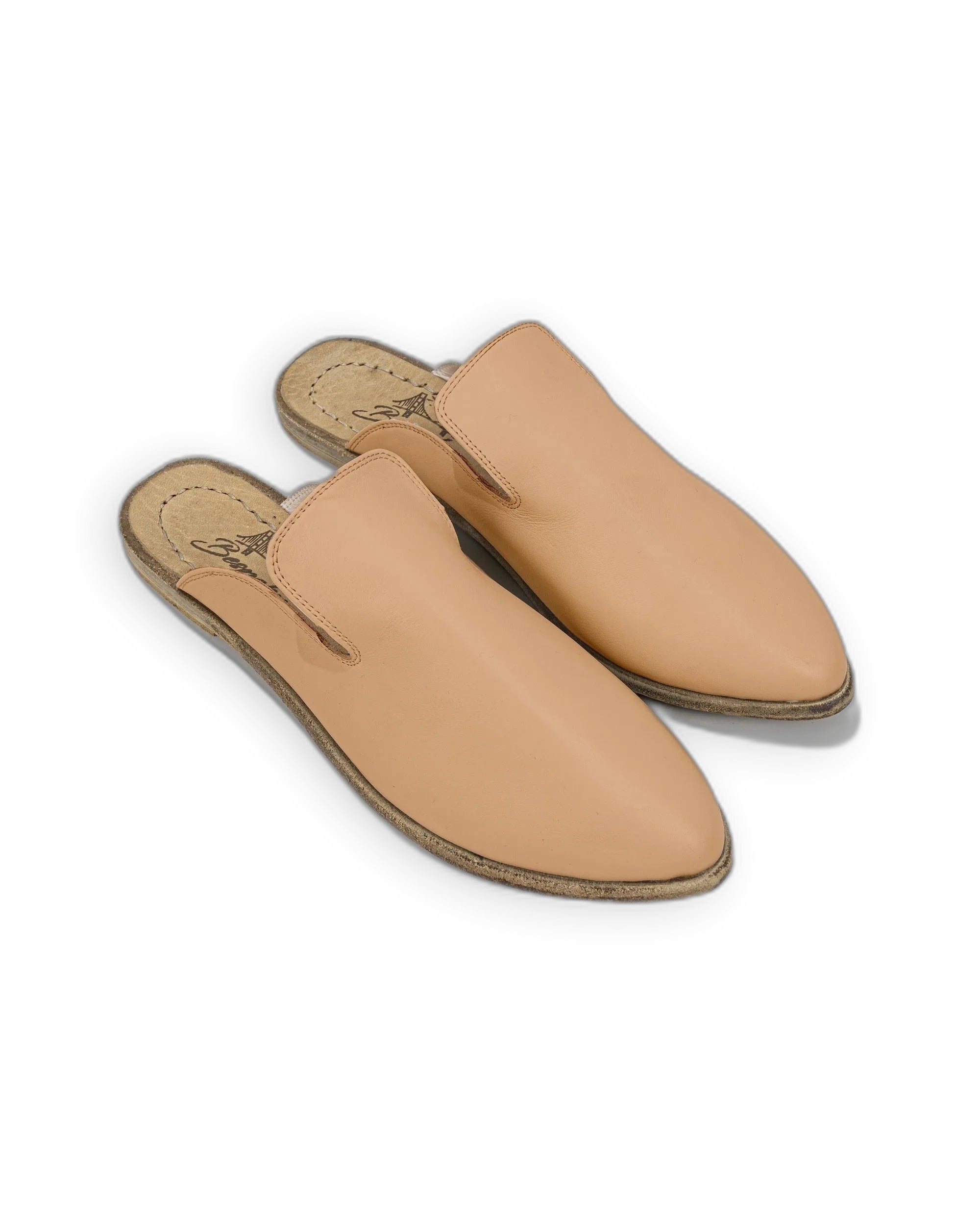 Women's Undyed Pointed Toe Mules - Handcrafted Calf Leather Wide Toe Box | Bespoky