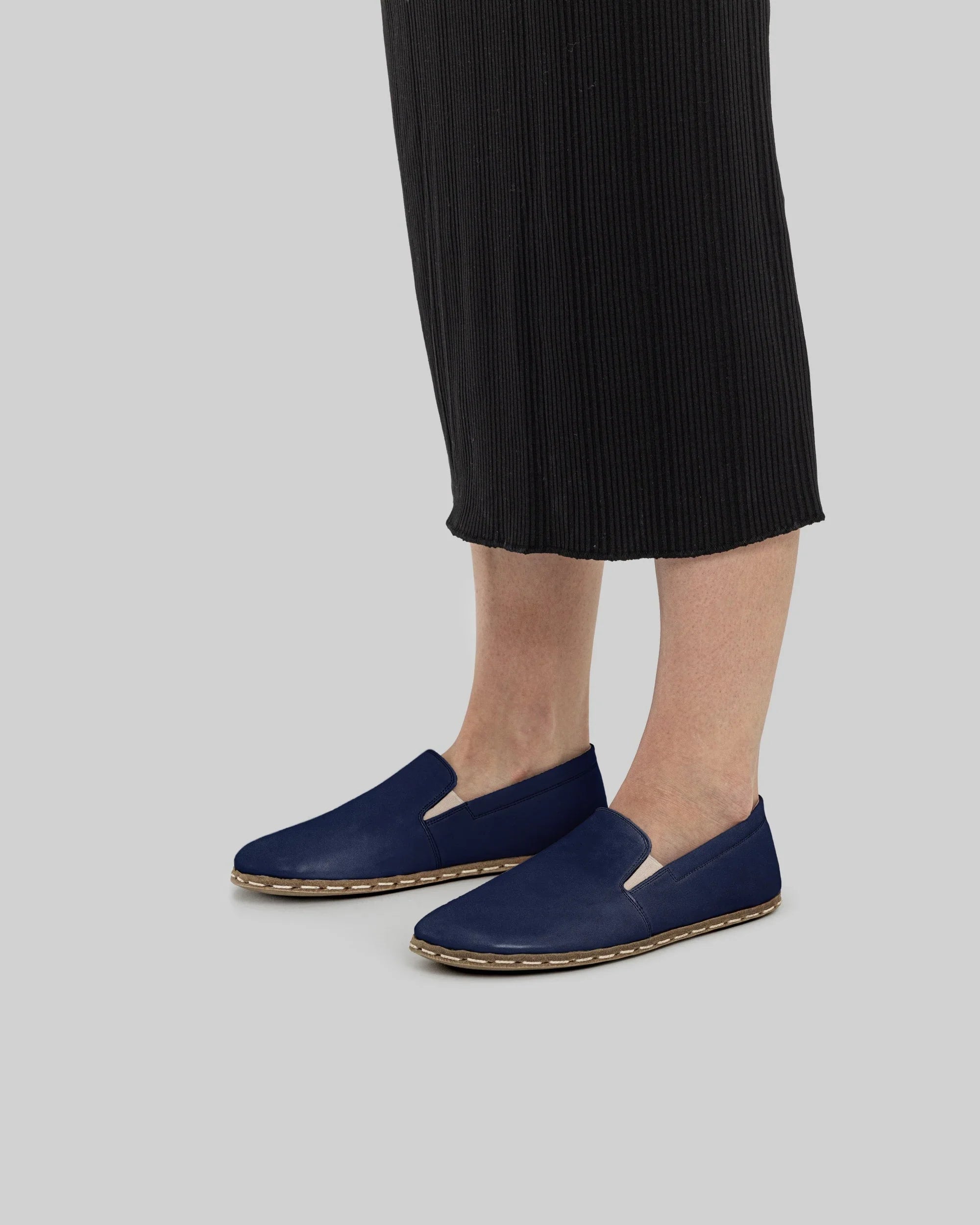 Top view Navy Blue Barefoot Shoes - Handcrafted Calf Leather | Bespoky