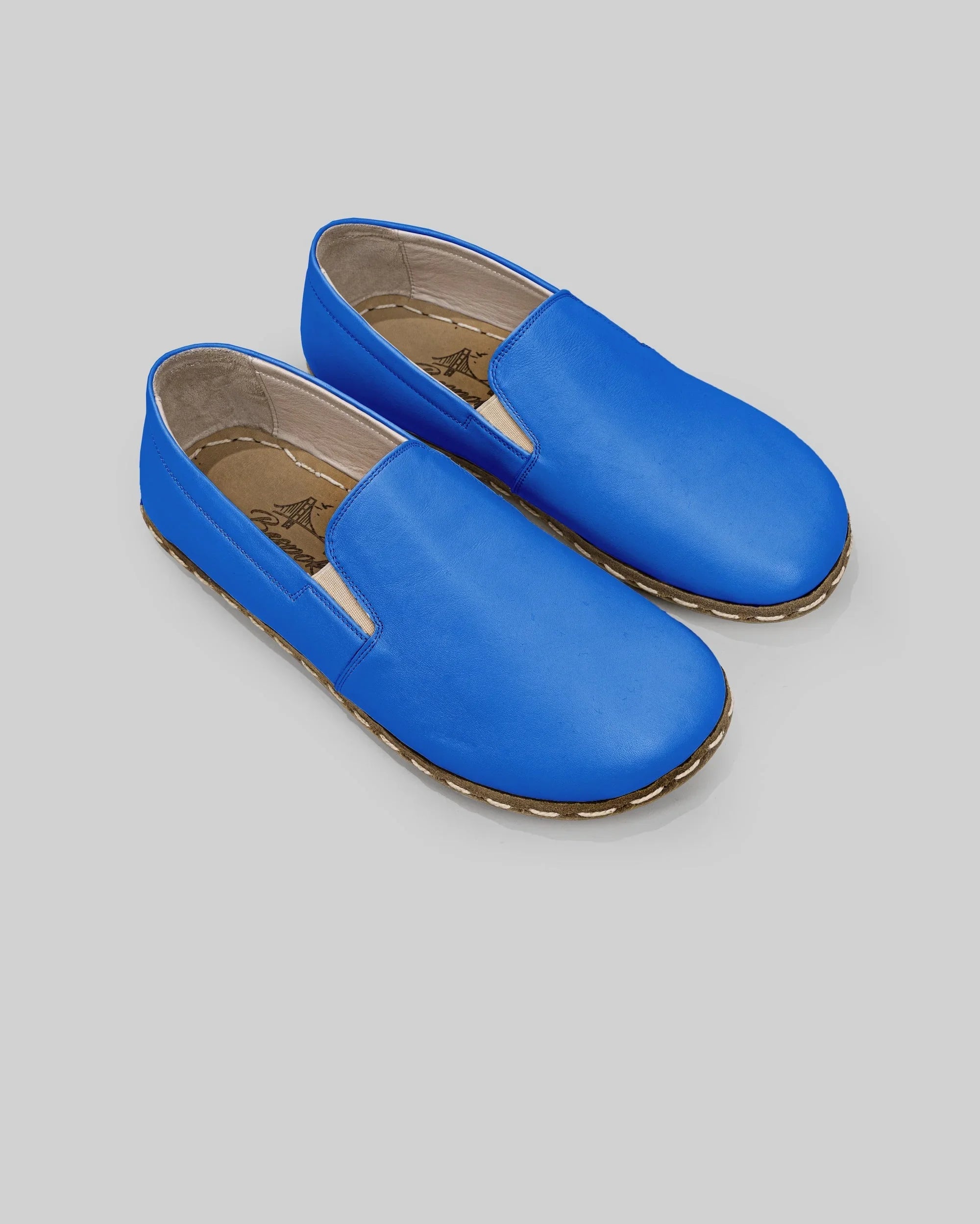 Men's Blue Barefoot Shoes - Handcrafted Calf Leather Wide Toe Box | Bespoky