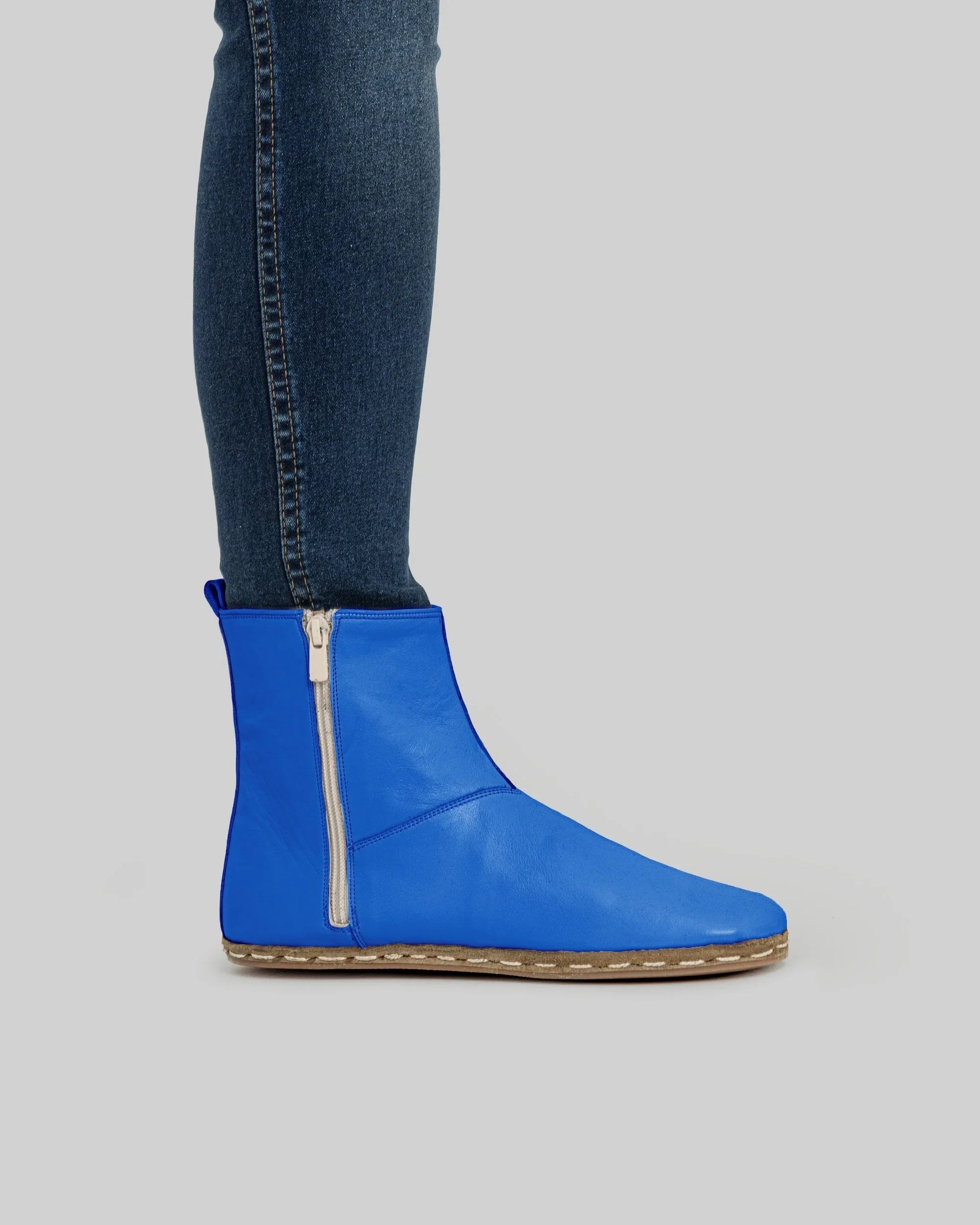 Side view Blue Chelsea Boots - Calf Leather Zero Drop | Bespoky