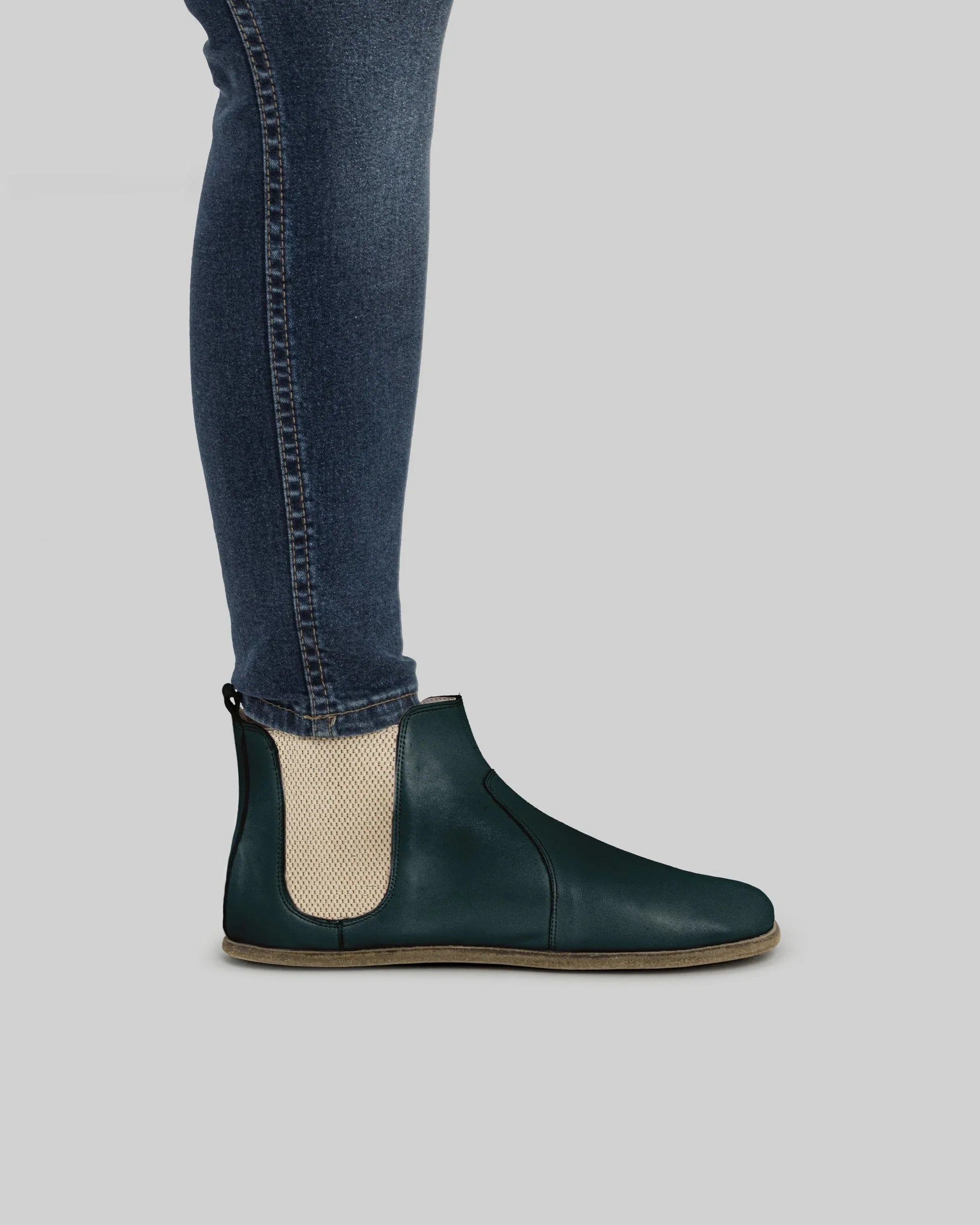 Back view Dark Green Chelsea Boots - Calf Leather Handcrafted | Bespoky