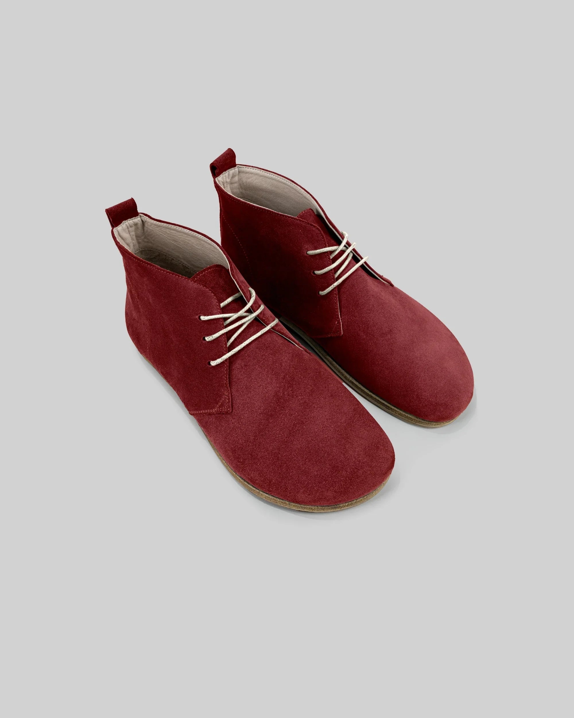 Men's Burgundy Suede Ankle Boots - Handcrafted Calf Leather Wide Toe Box | Bespoky