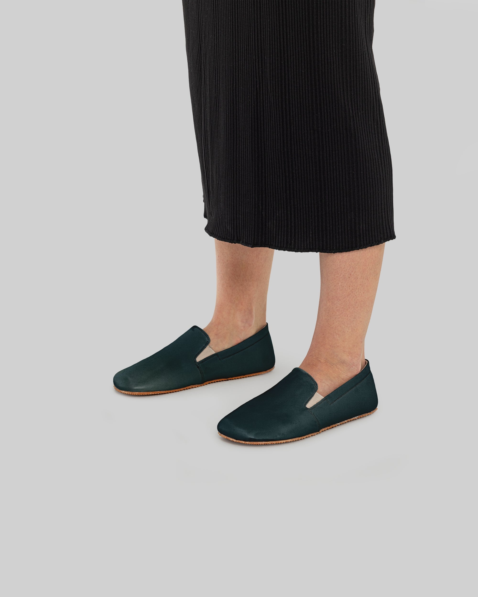 Detail Dark Green Barefoot Shoes - Handcrafted Calf Leather Turkey | Bespoky