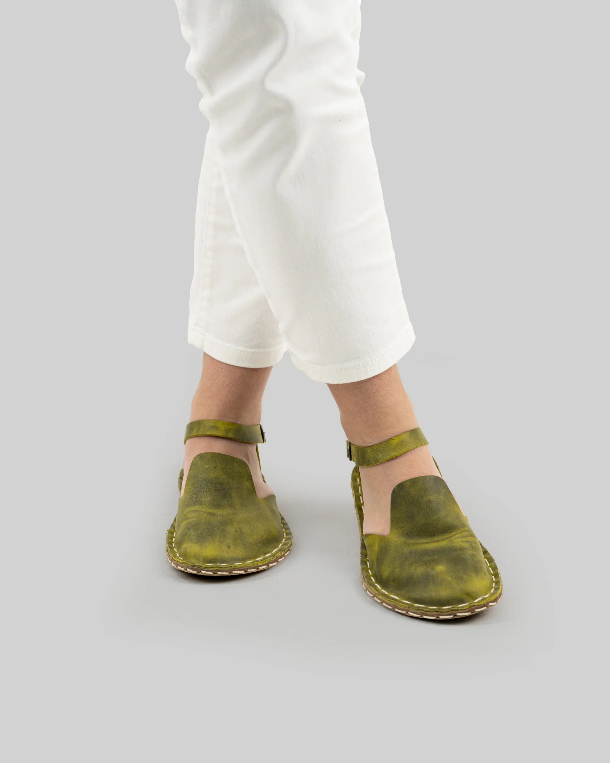Detail Yellow Barefoot Sandal - Handcrafted Calf Leather Turkey | Bespoky