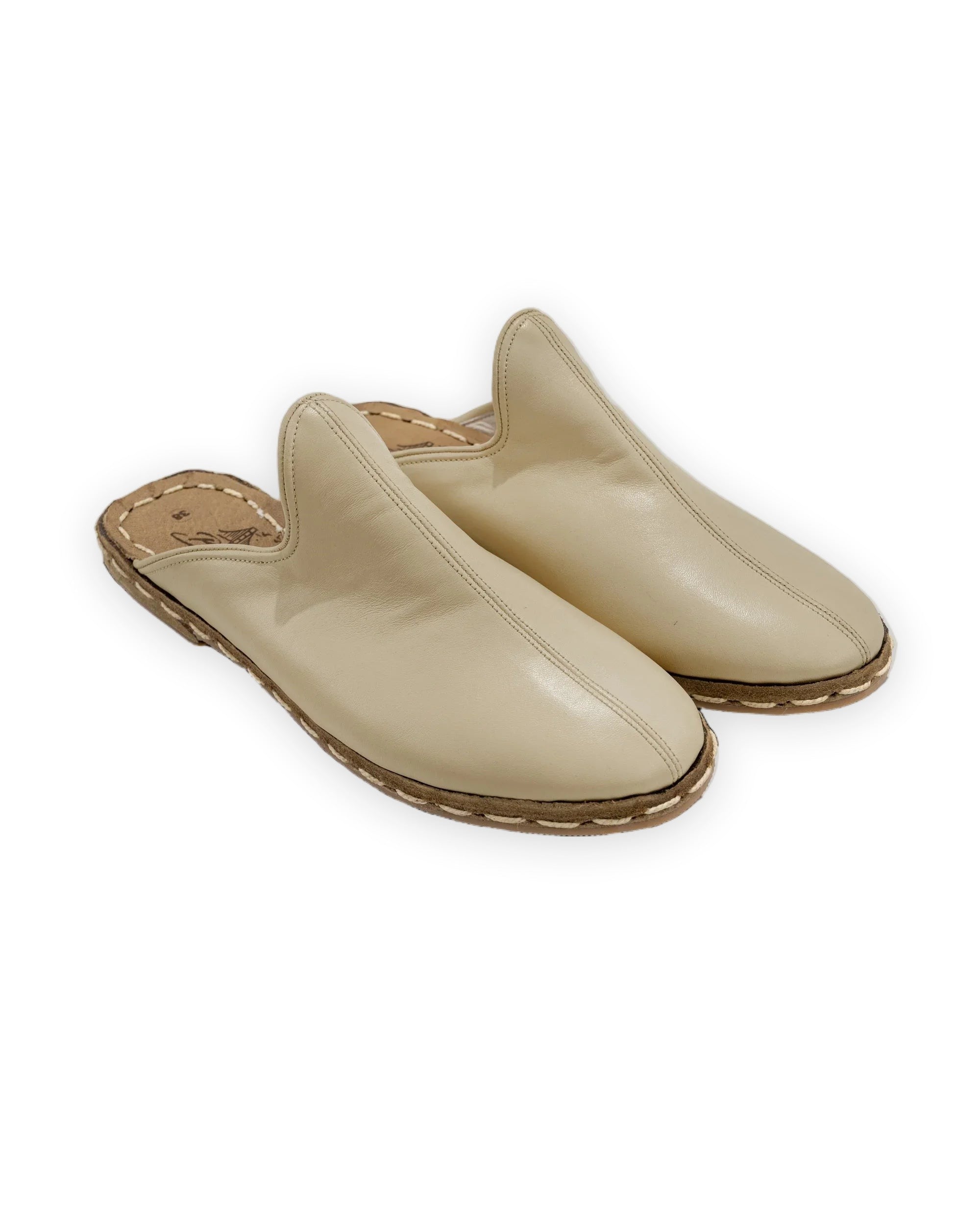 Men's Beige Slippers - Handcrafted Calf Leather Wide Toe Box | Bespoky