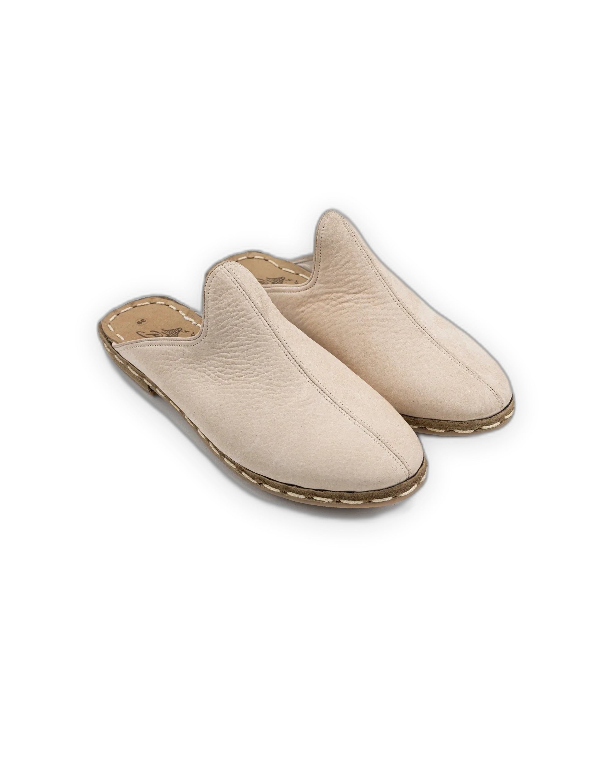 Men's Beige Nubuck Slippers - Handcrafted Calf Leather Wide Toe Box | Bespoky