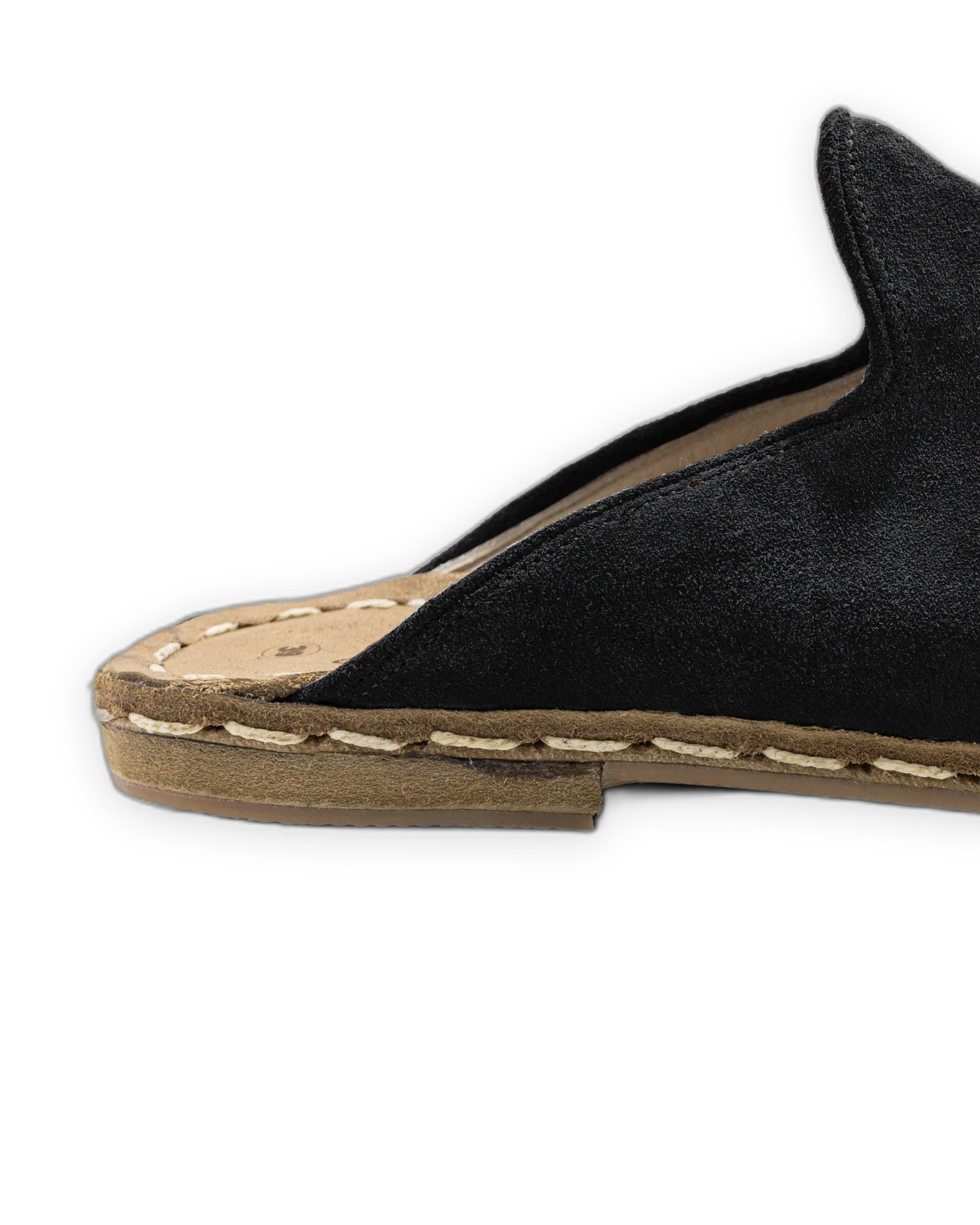 Side view Black Suede Slippers - Calf Leather Zero Drop | Bespoky
