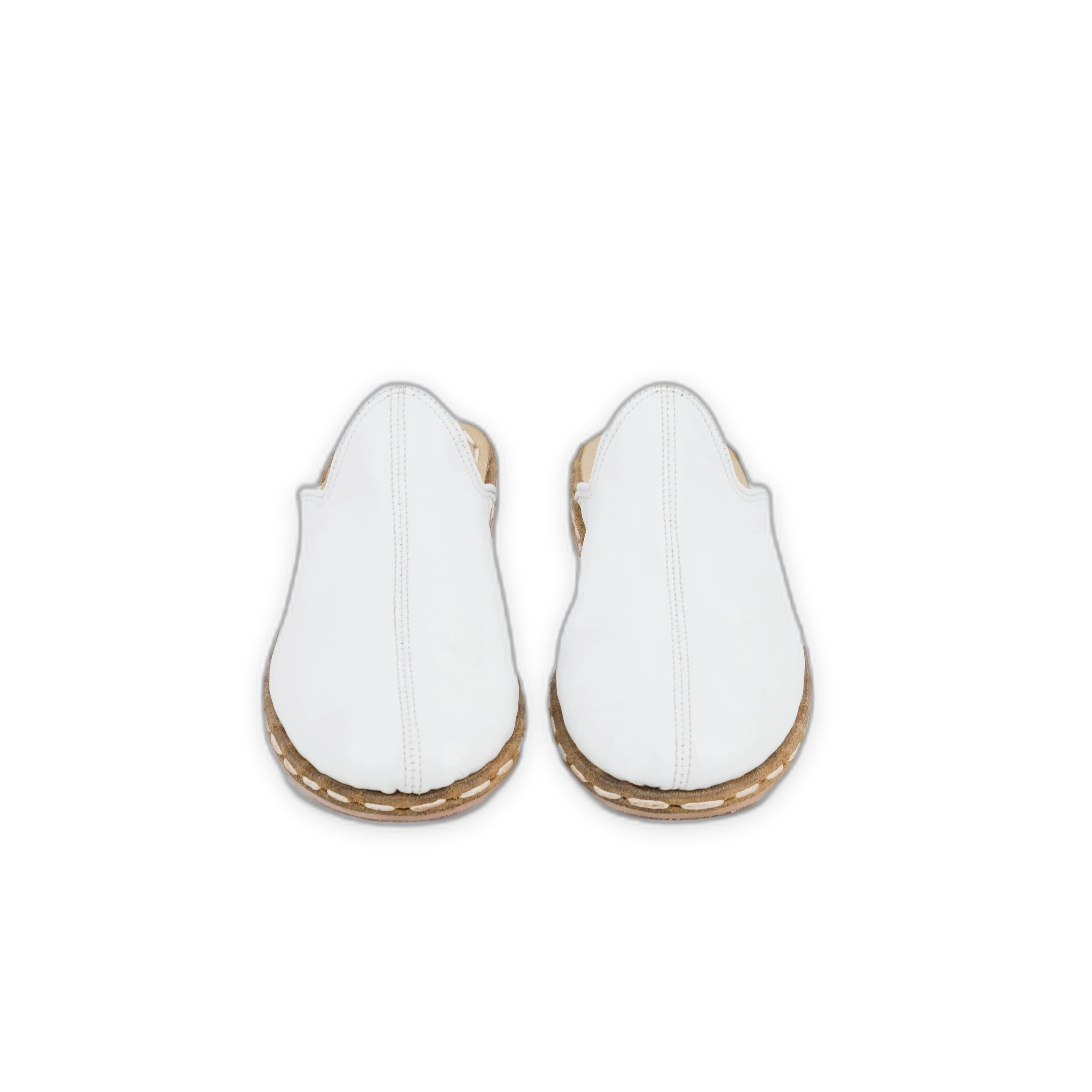 Detail White Slippers - Handcrafted Calf Leather Turkey | Bespoky