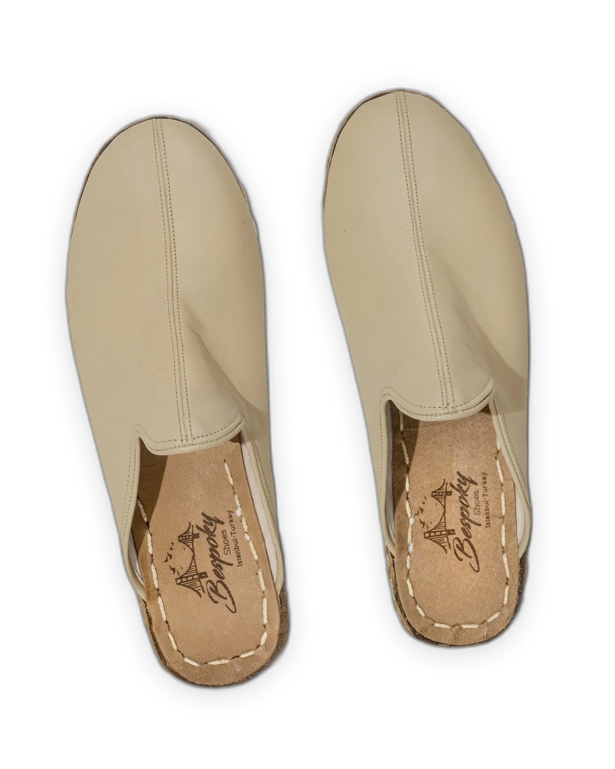 Side view Beige Slippers - Calf Leather Zero Drop | Bespoky