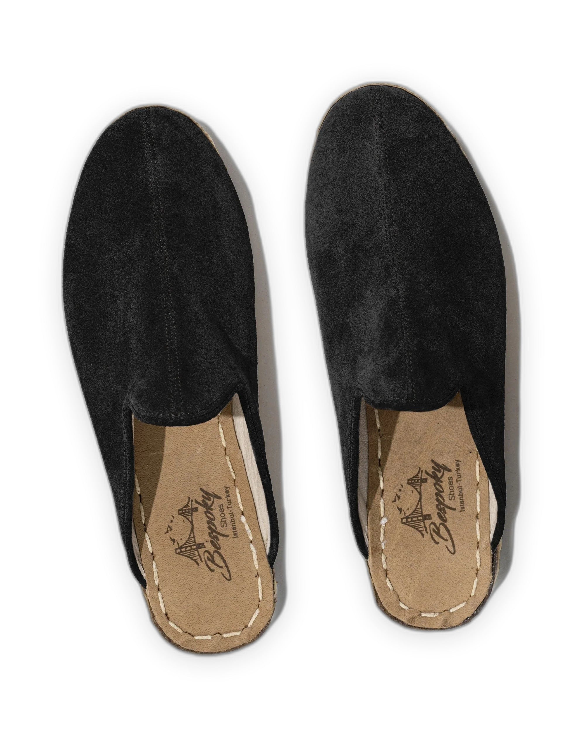 Side view Black Suede Slippers - Calf Leather Zero Drop | Bespoky