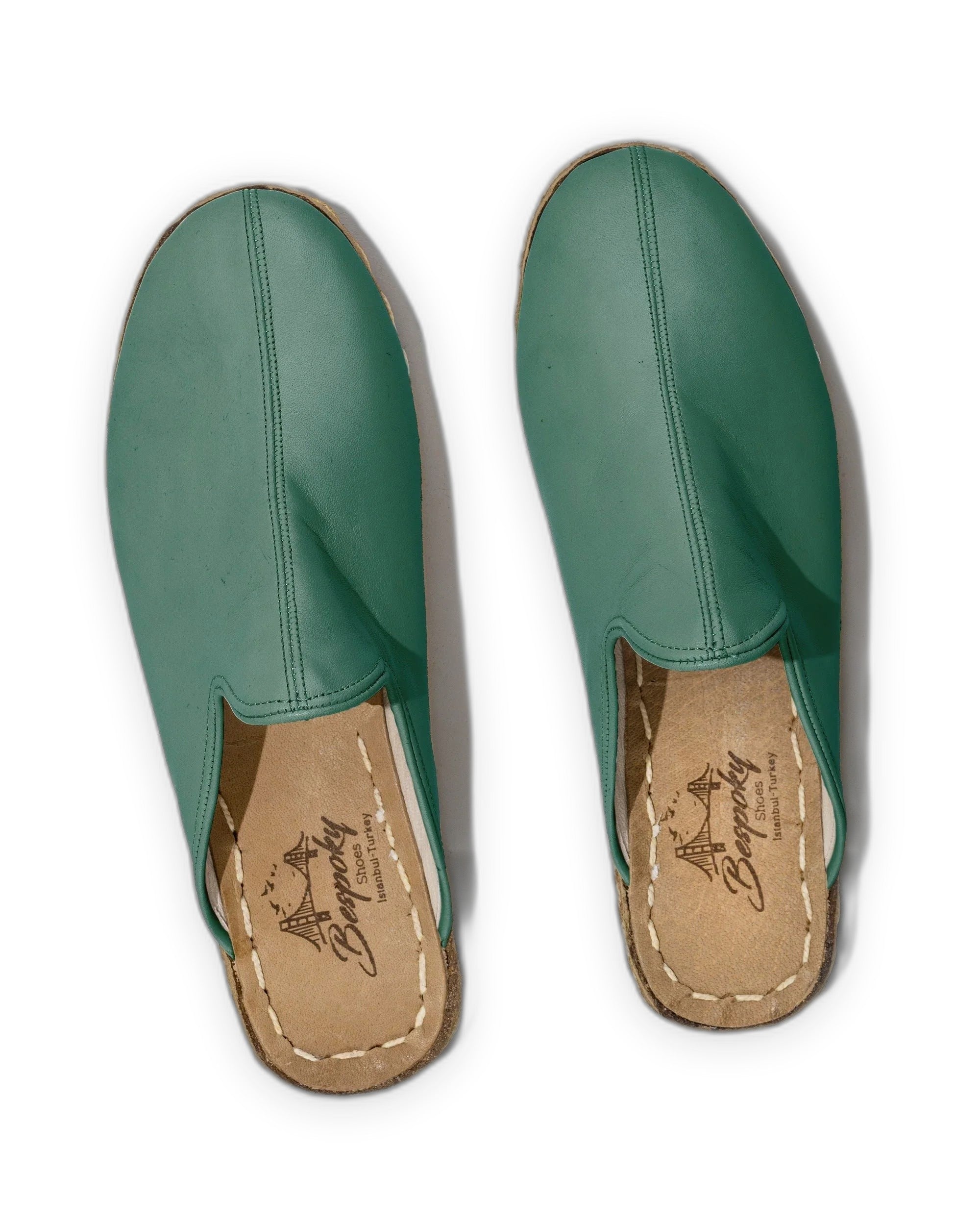 Side view Green Slippers - Calf Leather Zero Drop | Bespoky