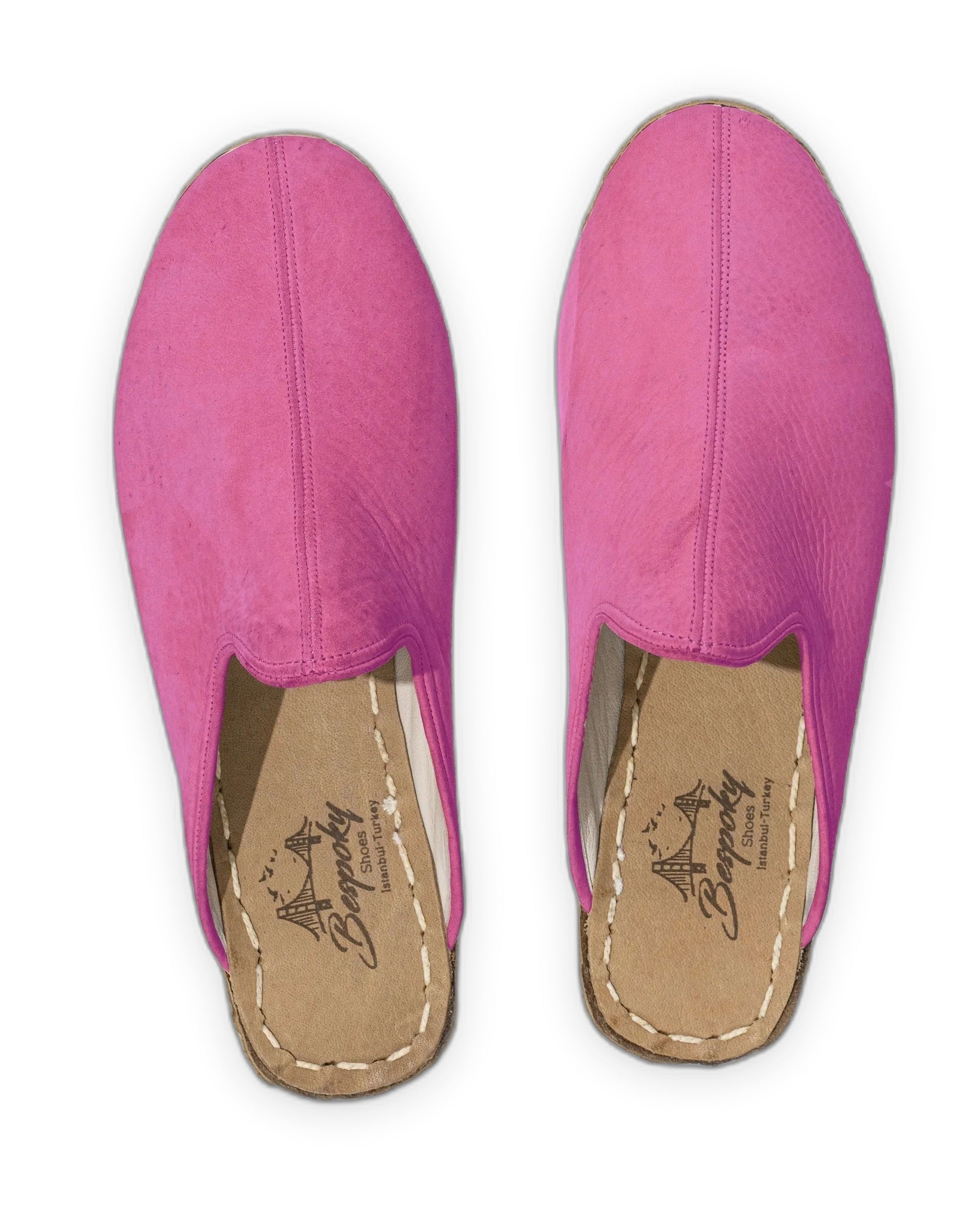 Side view Pink Nubuck Slippers - Calf Leather Zero Drop | Bespoky