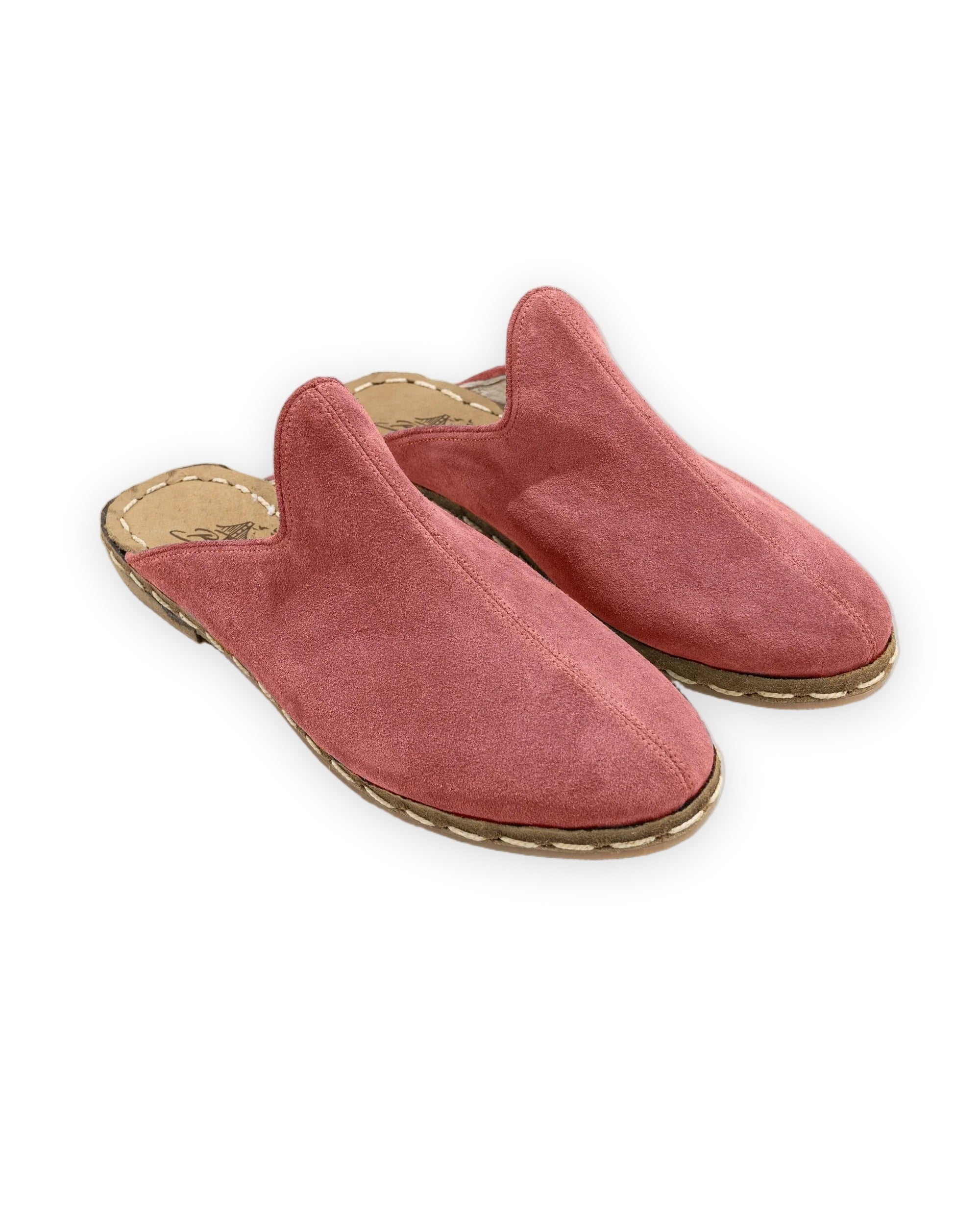 Women's Pink Suede Slippers - Handcrafted Calf Leather Wide Toe Box | Bespoky