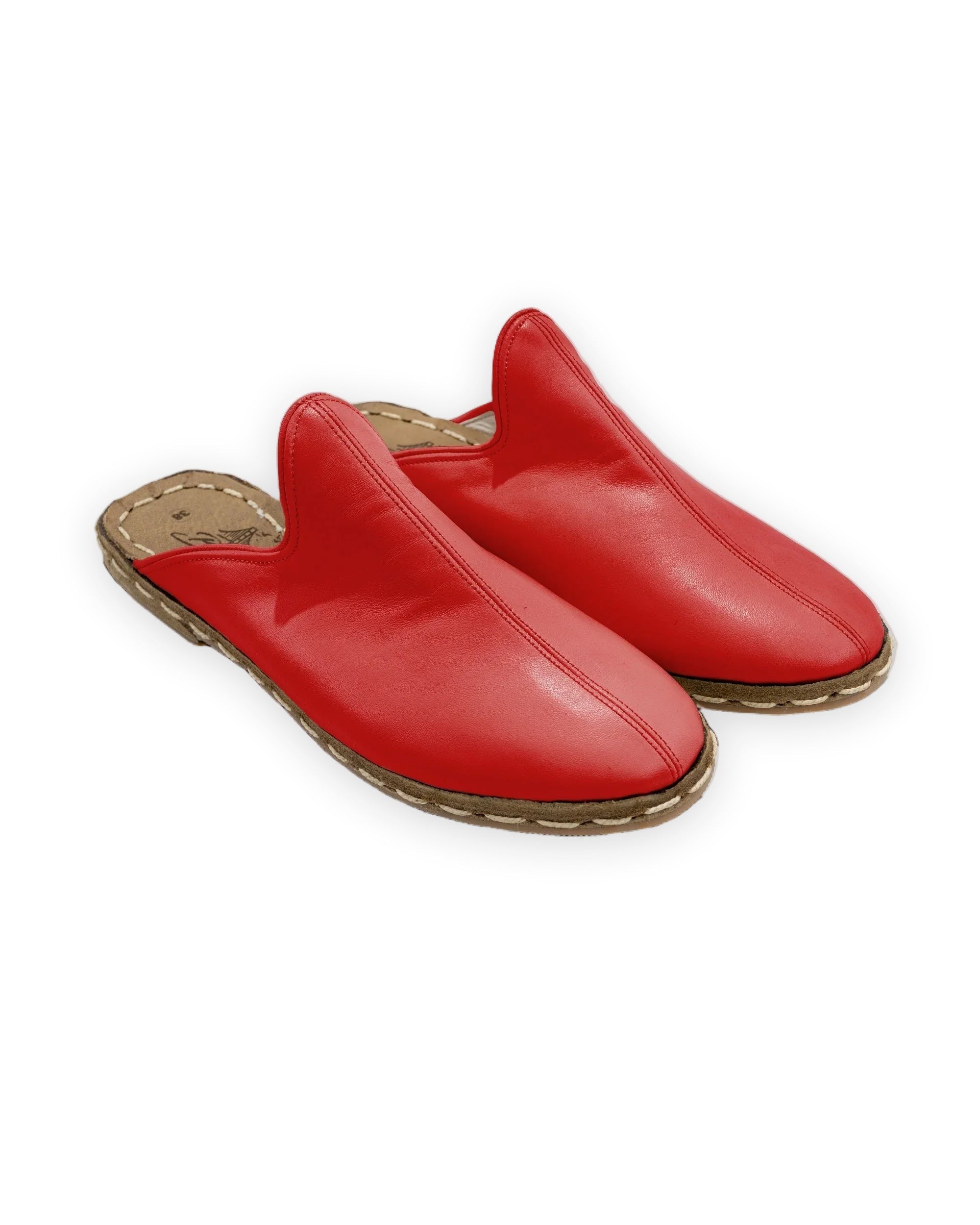 Women's Red Slippers - Handcrafted Calf Leather Wide Toe Box | Bespoky