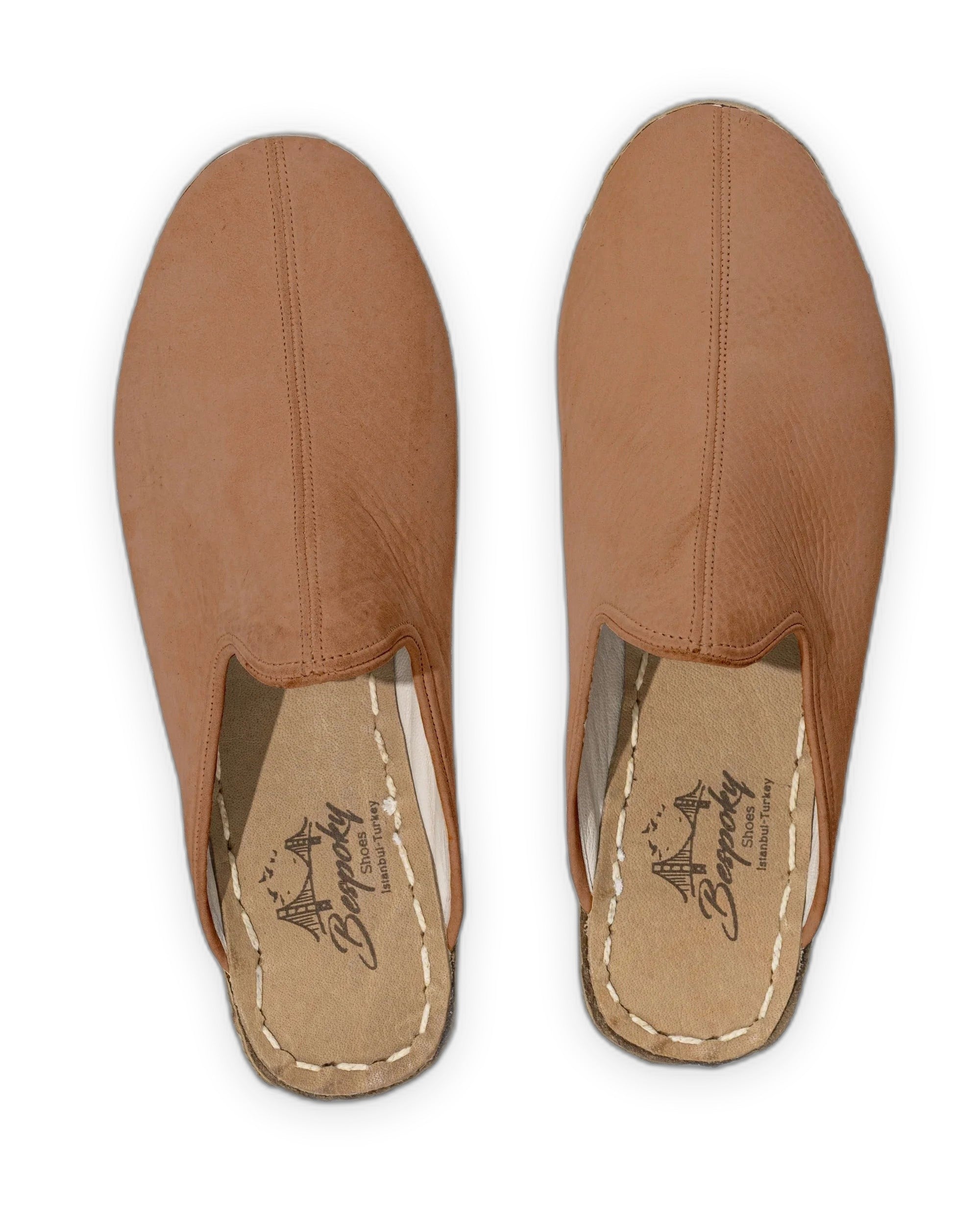 Side view Tan Nubuck Slippers - Calf Leather Zero Drop | Bespoky