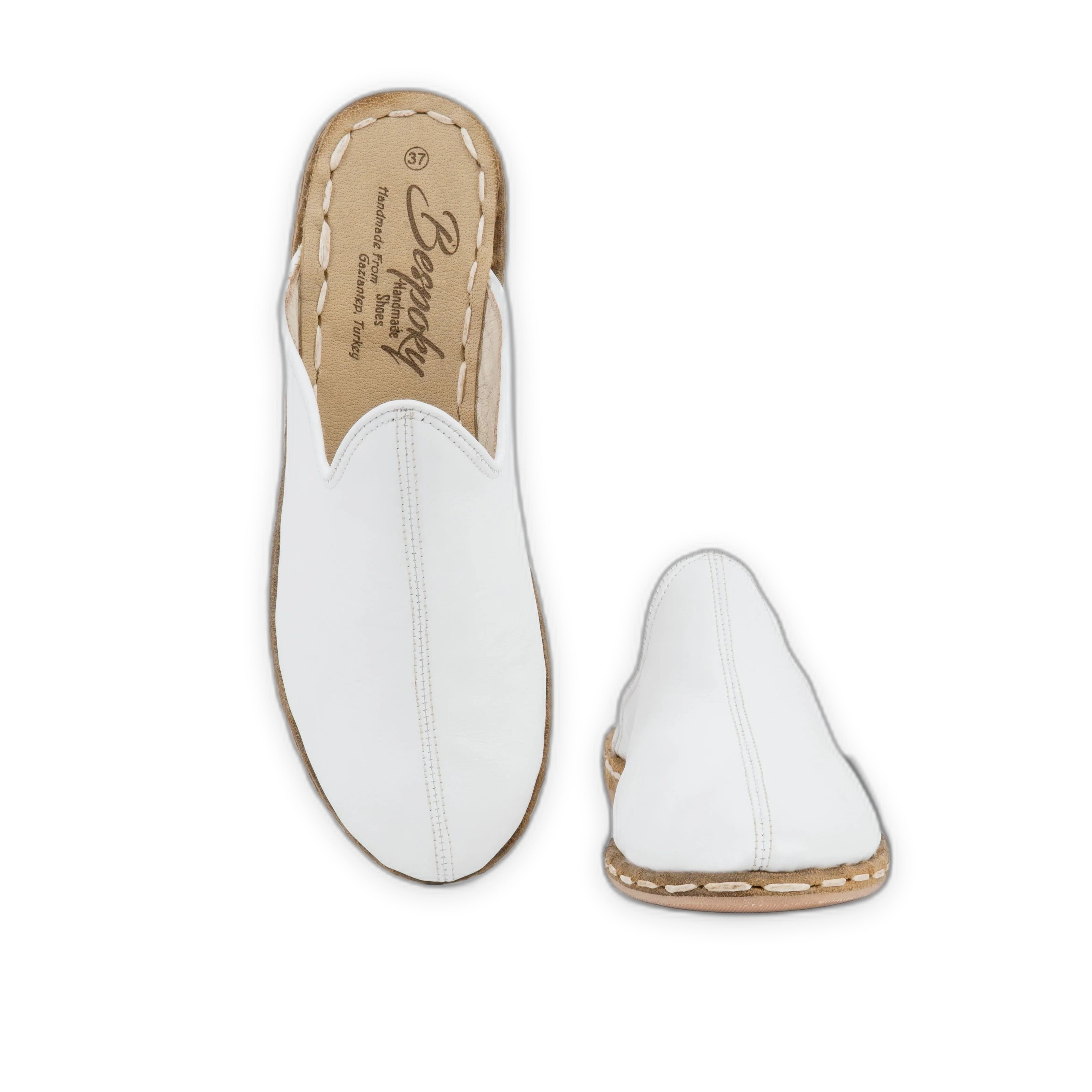 Top view White Slippers - Handcrafted Calf Leather | Bespoky