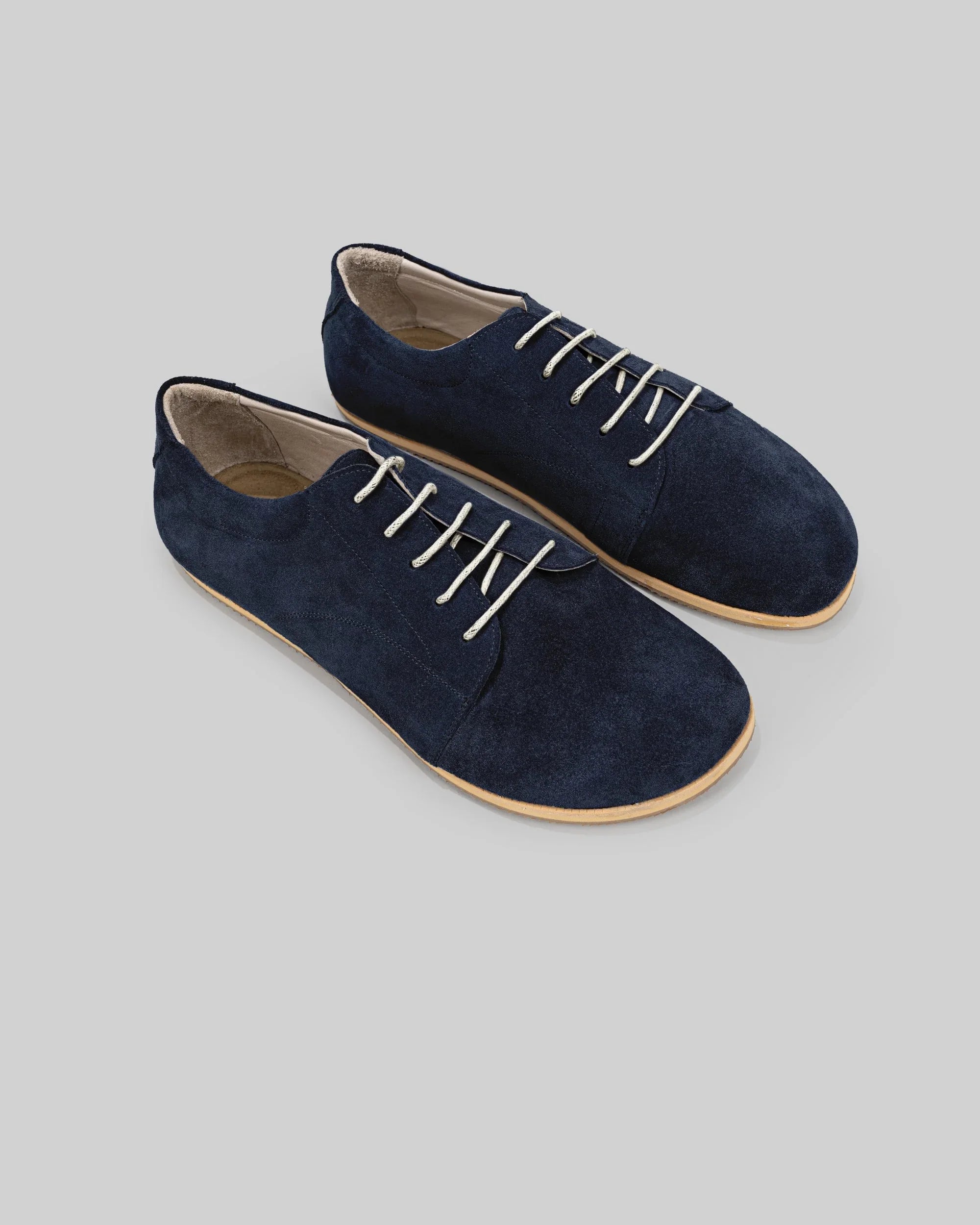 Men's Navy Suede Barefoot Sneaker - Handcrafted Calf Leather Wide Toe Box | Bespoky